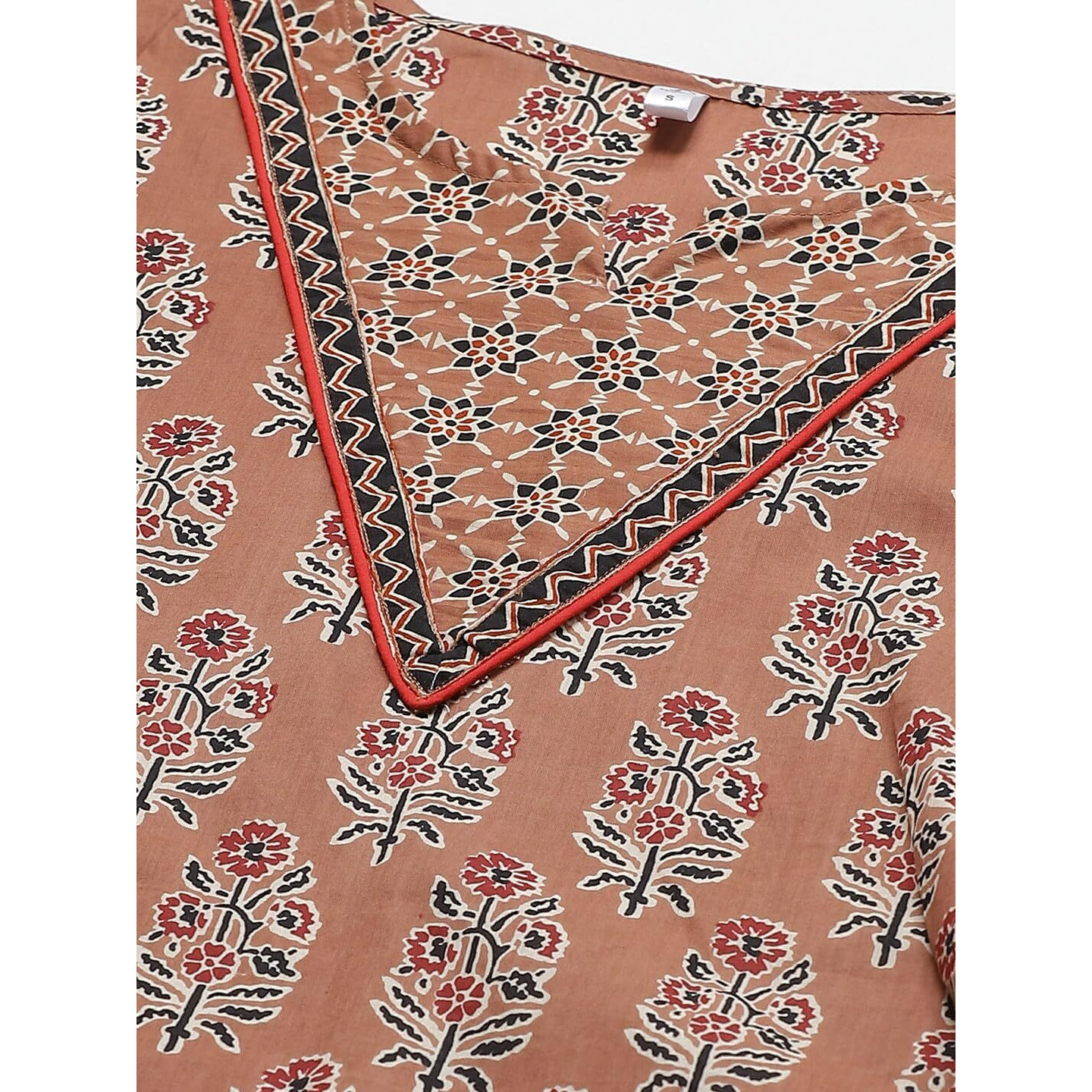 Yuris Women Brown Black Printed Pure Cotton Kurta with Palazzos Dupatta (XS)