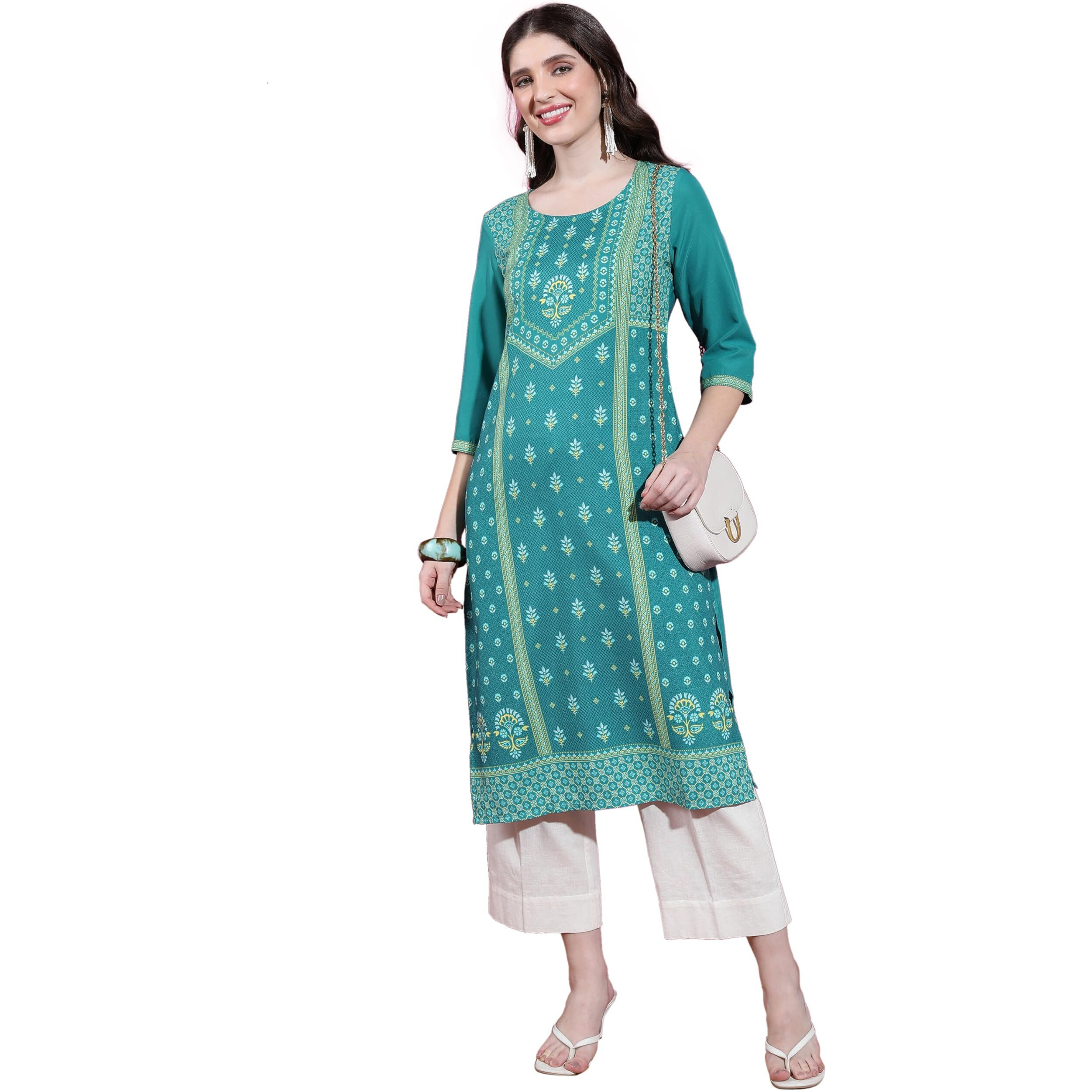 Ketch Women's Cotton Blend Regular Dress Shirt (KHKU000399_Teal