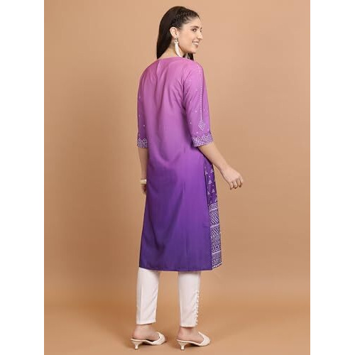 Ketch Women's Polyester Regular Fit Kurta (KHKU000464_Purple