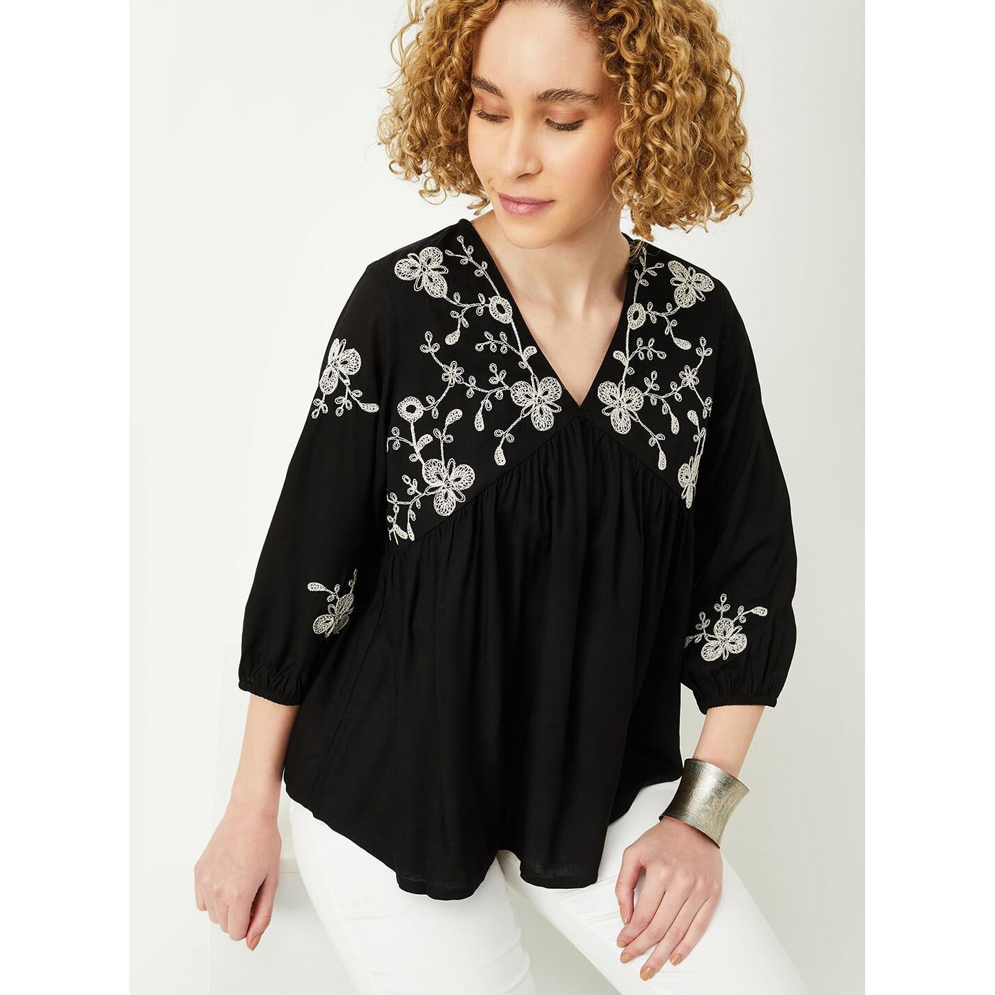 Max Women's Regular Fit Tunic (EMBSK42010BLACK_Black