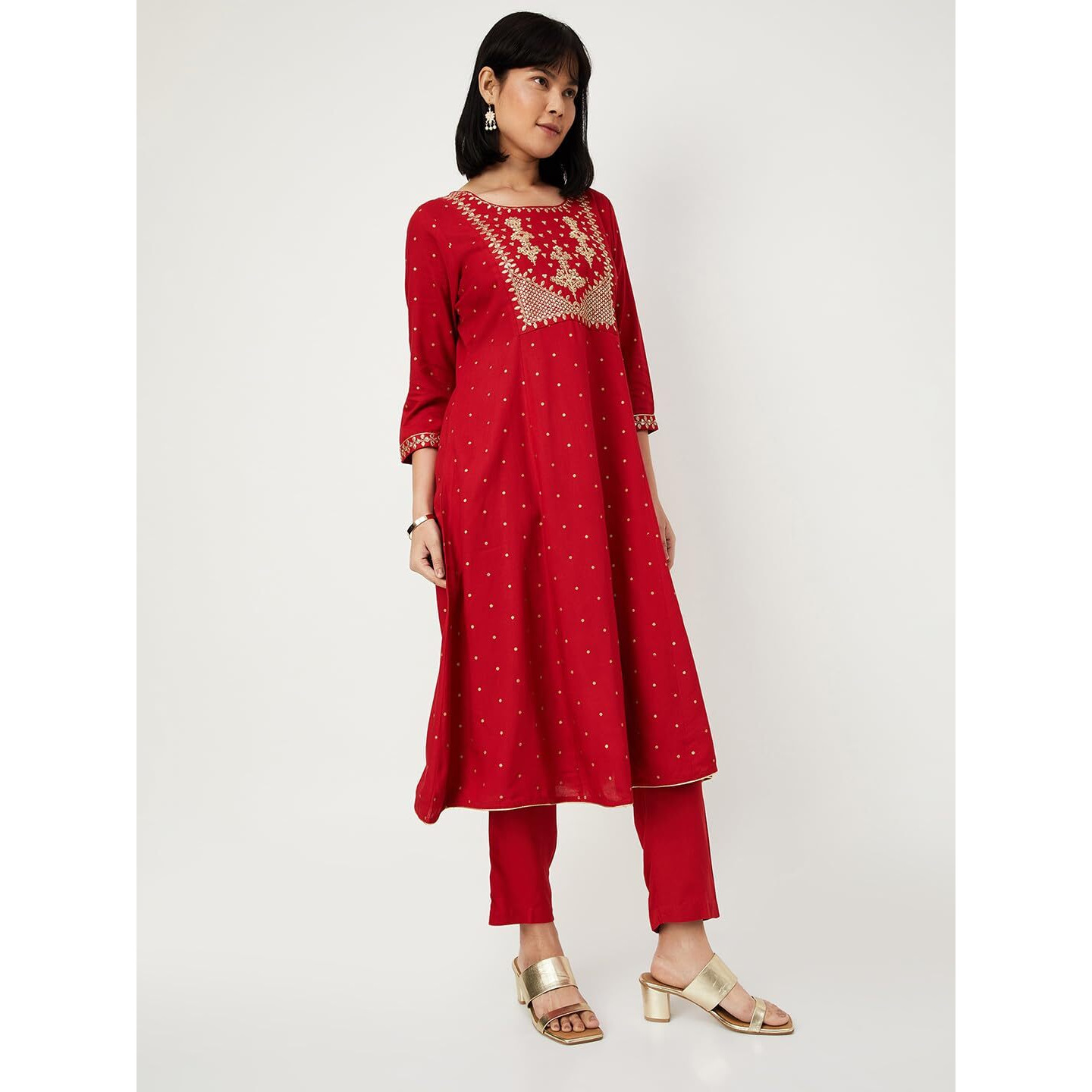 Max Women's Rayon Kurta Set (CTKST44017RED_Red