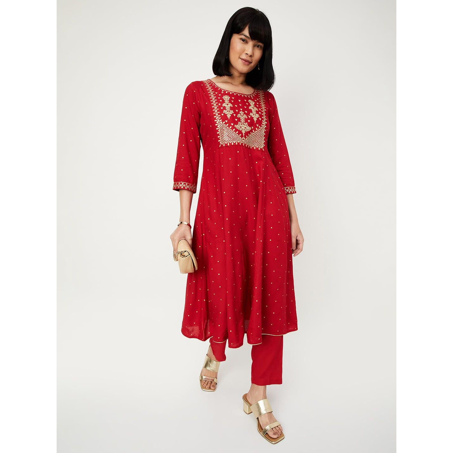 Max Women's Rayon Kurta Set (CTKST44017RED_Red