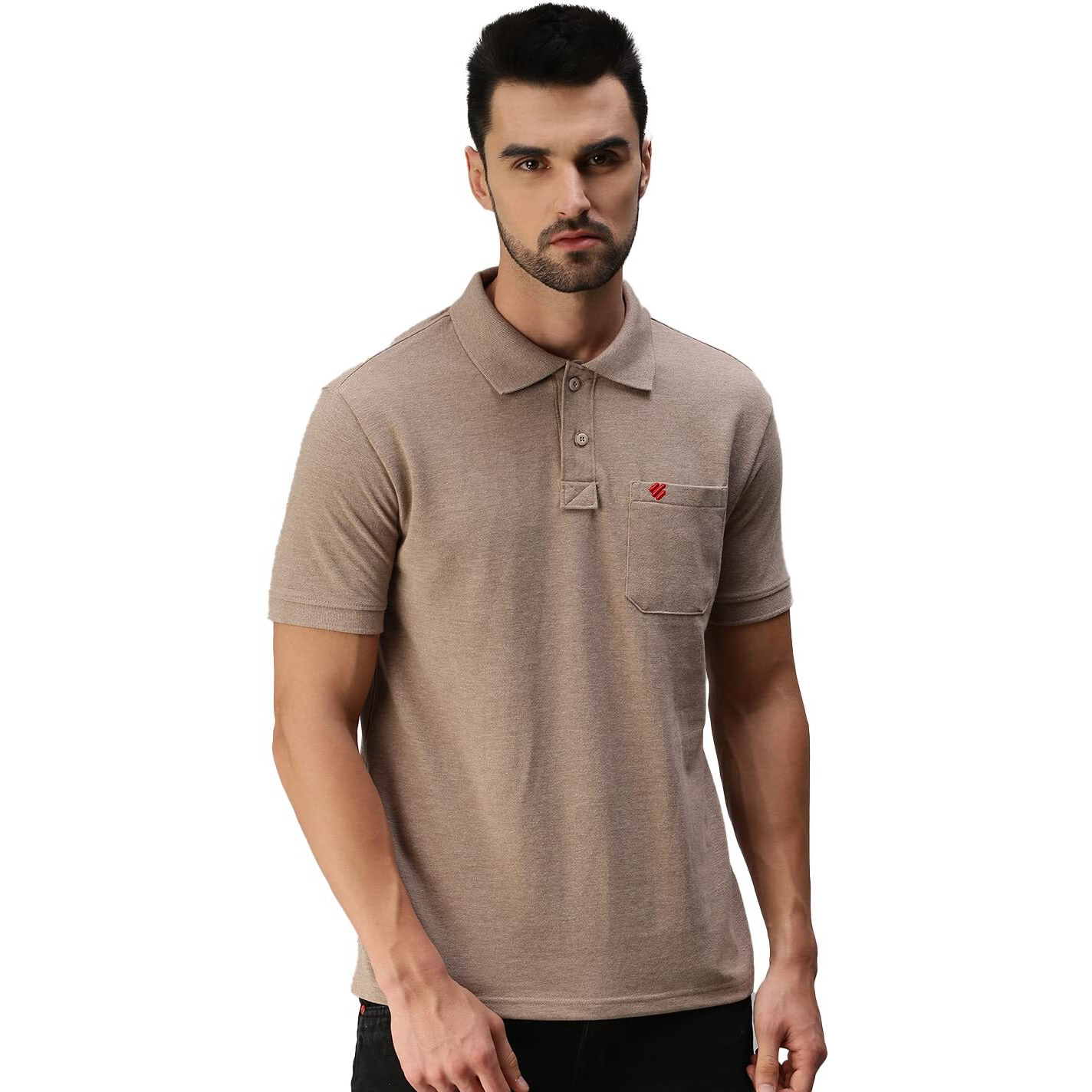 ONN Men's Solid Regular Fit Polo NC432_CML_1PC_Camel_Small 80-85 Cms