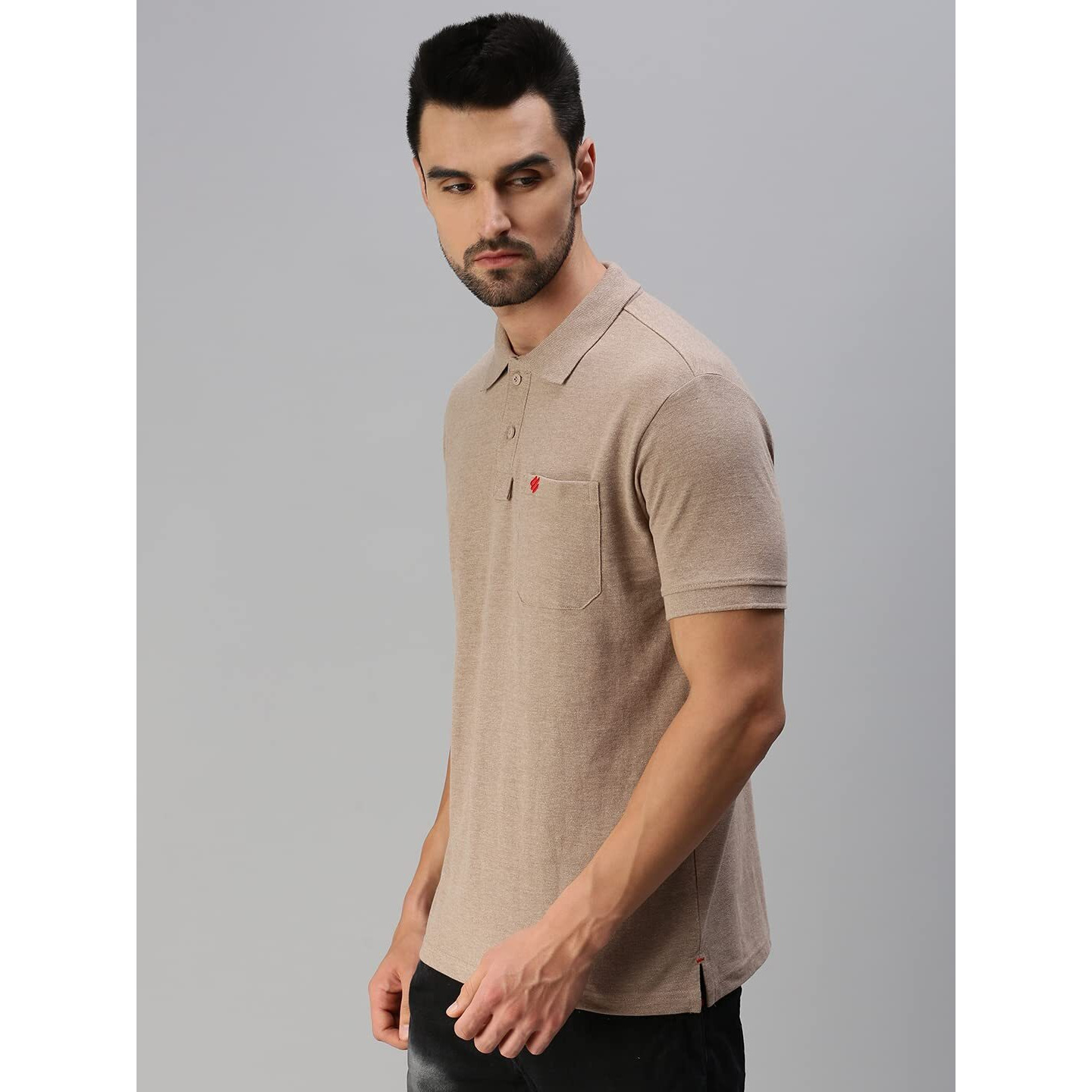 ONN Men's Solid Regular Fit Polo NC432_CML_1PC_Camel_Small 80-85 Cms