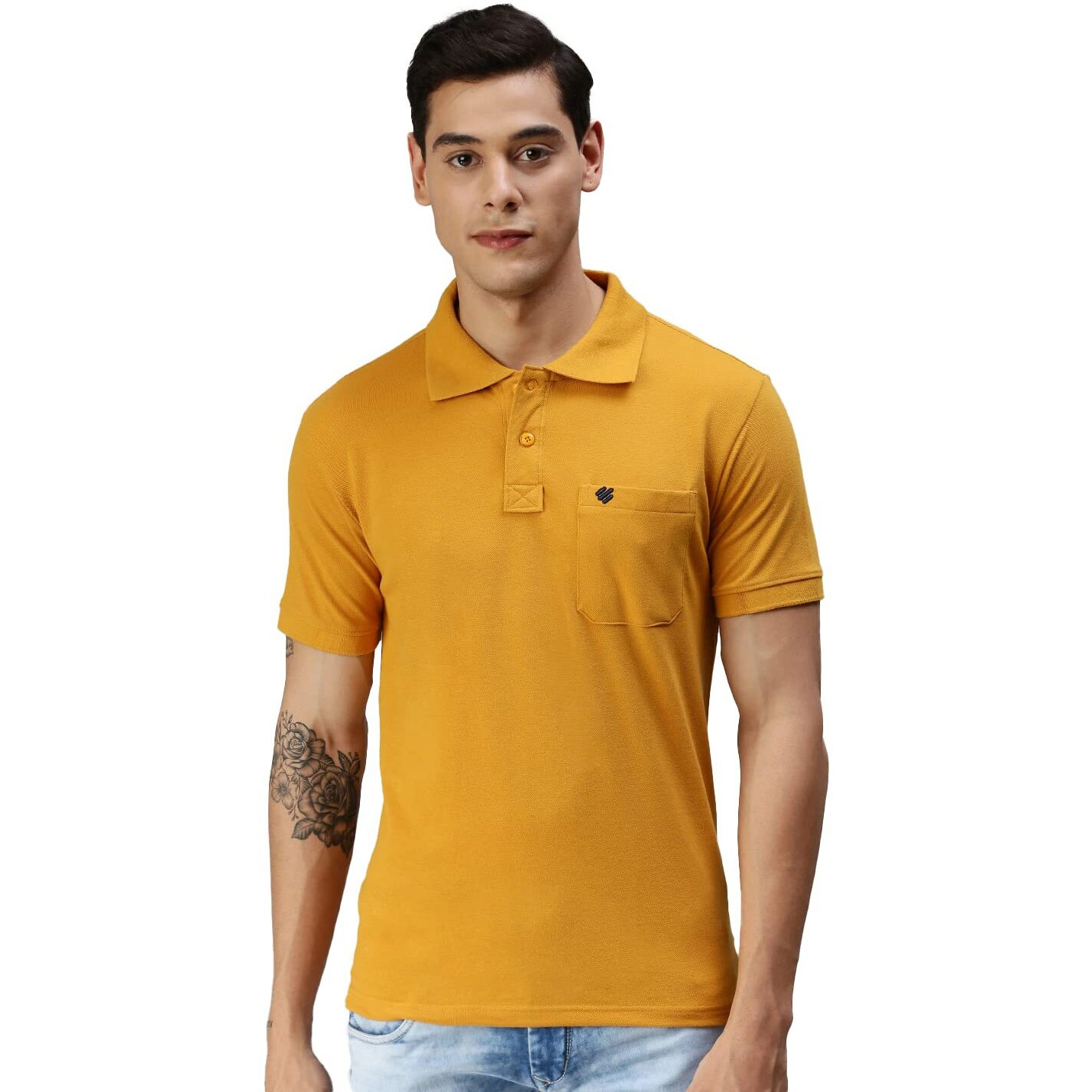 ONN Men's Solid Regular Fit Polo NC432_MUS_1PC_Mustard_S