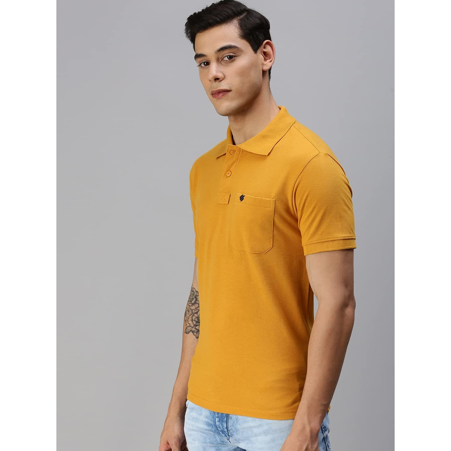ONN Men's Solid Regular Fit Polo NC432_MUS_1PC_Mustard_S