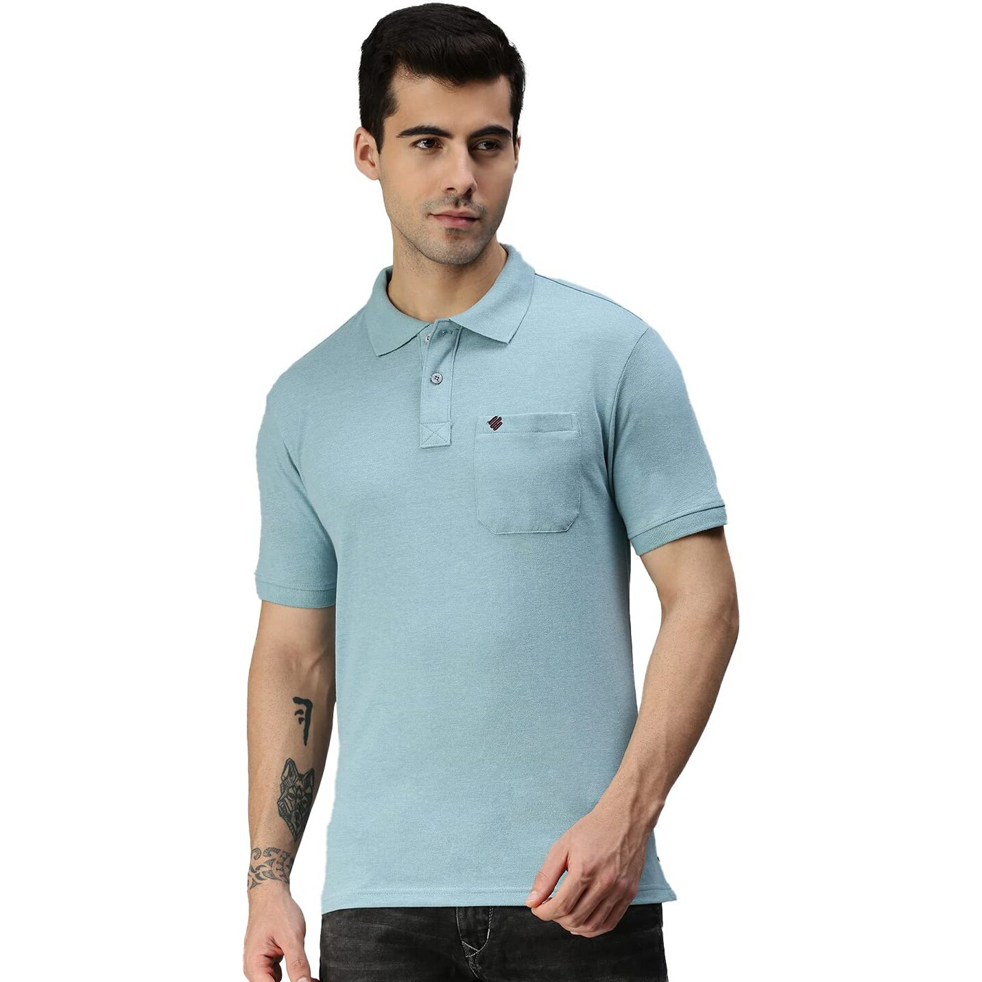 ONN Men's Solid Regular Fit Polo NC432_AQ_1PC_Aqua_Medium 90-95 Cms