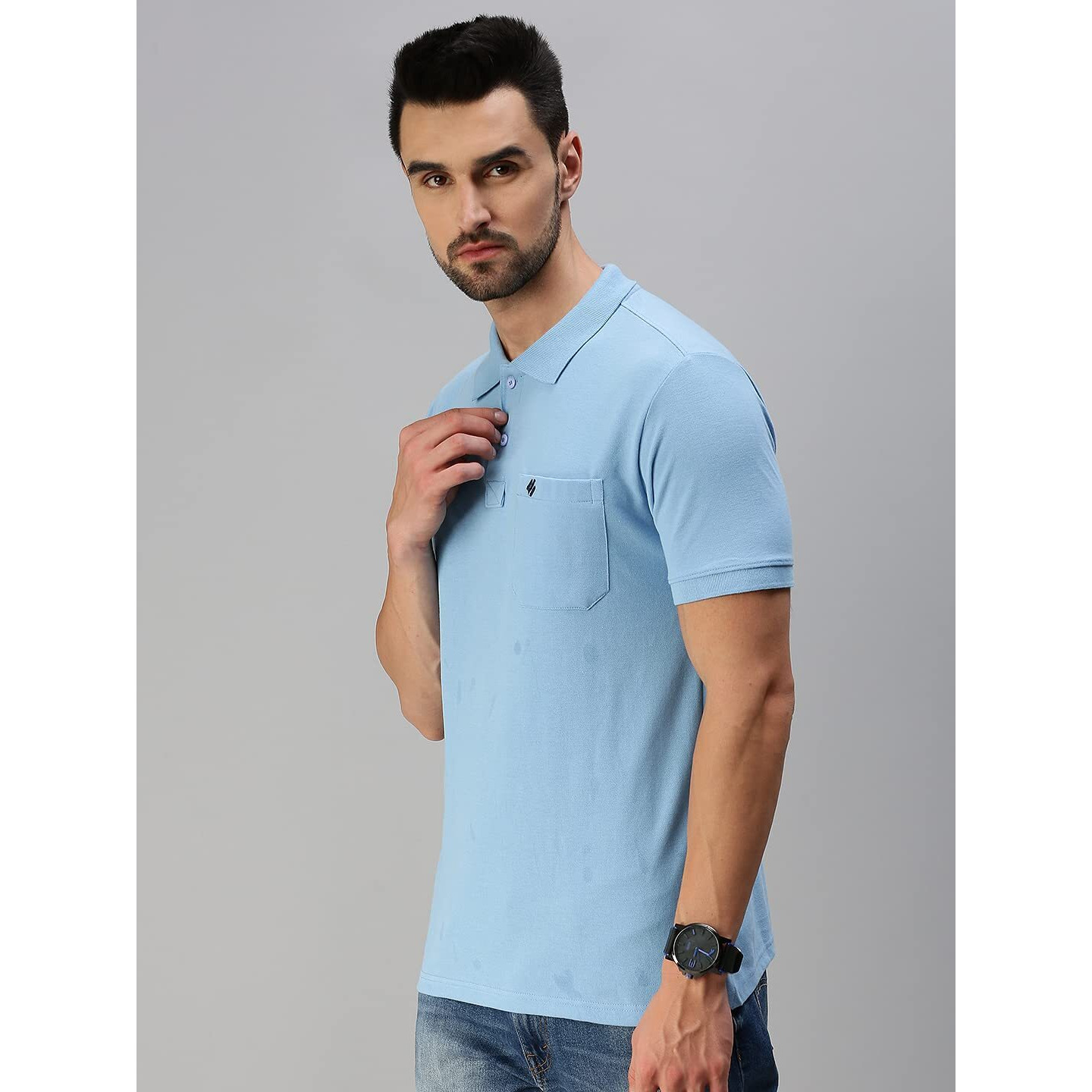ONN Men's Solid Regular Fit Polo NC432_PWRBL_1PC_Powder Blu_S