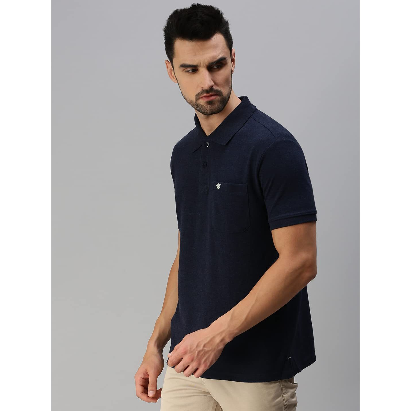 ONN Men's Solid Regular Fit Polo NC432_NM_1PC_Navy Mel._S