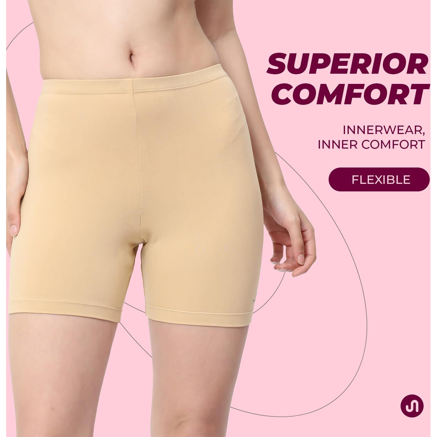 Bodyband Cycling Shorts for Women Shorts - High Waist Under Skirt Shorts for Women & Girls Stretchable Skin Fit Under Dress Shorts Biker Bicycle Shorts - Beige - Medium