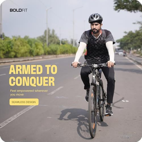 Boldfit Arm Sleeves for Men & Women UV Protection Hand Sleeves with Thumb for Boys & Girls Sun Protection Sleeves for Men Arm Sleeves for Women for Running, Hand Cover for Bike Riding Nylon Gray 1set