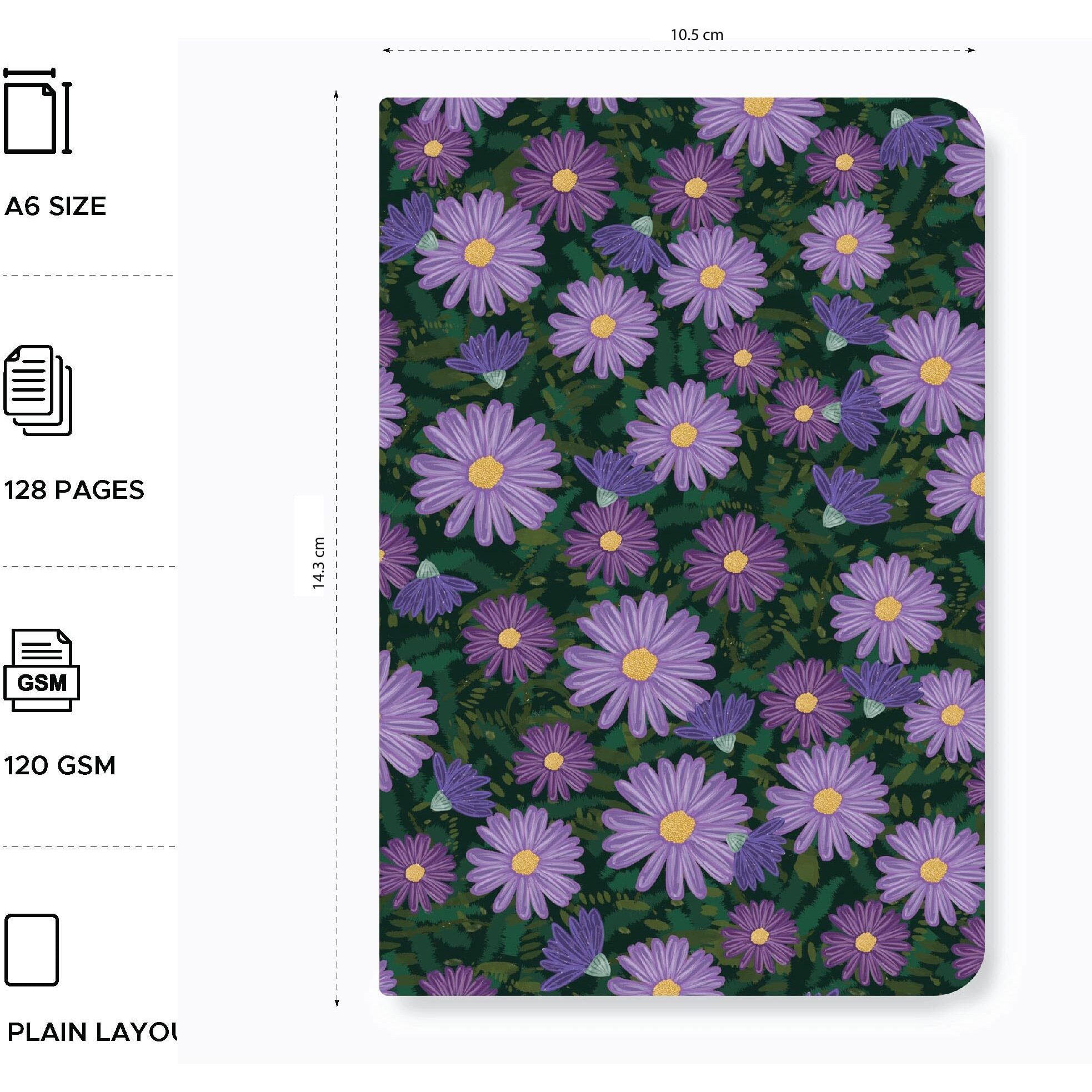 Factor Notes Sketchbook A6 Pocket Sized, Textured Fine Grain Medium Surface 120 GSM (Ditsy Daisy)