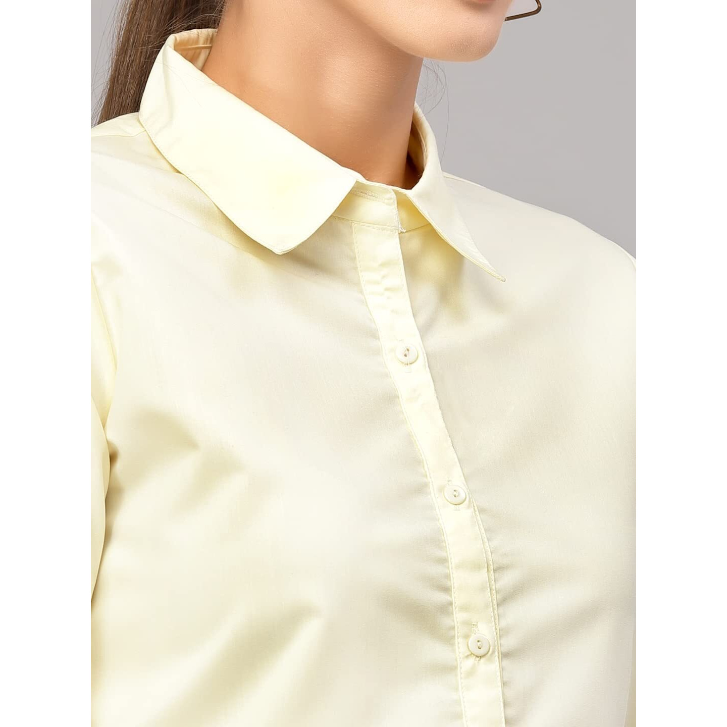 Style Quotient Women Solid Yellow Polycotton Regular Formal Shirt