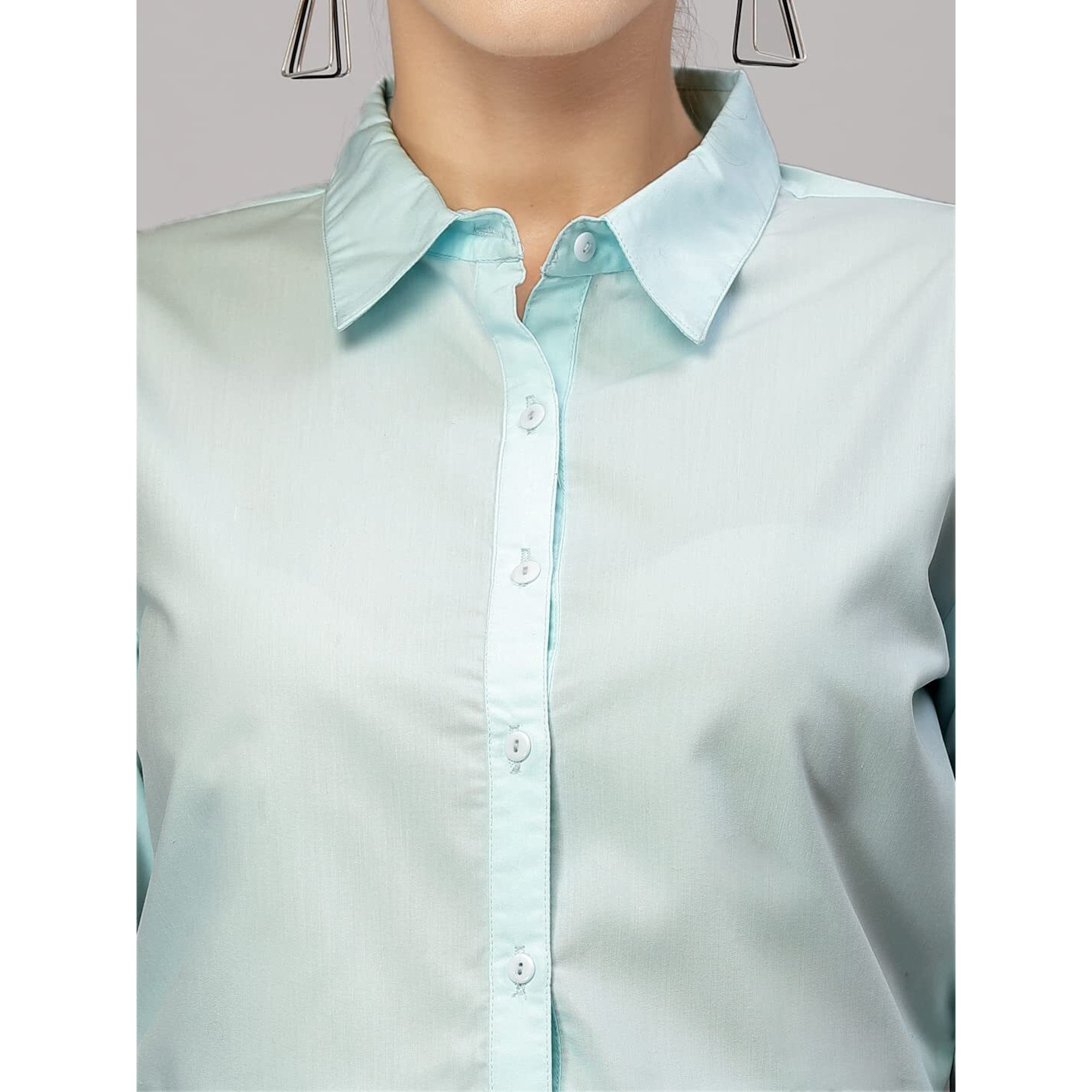 Style Quotient Women Solid Light Blue Polycotton Regular Formal Shirt