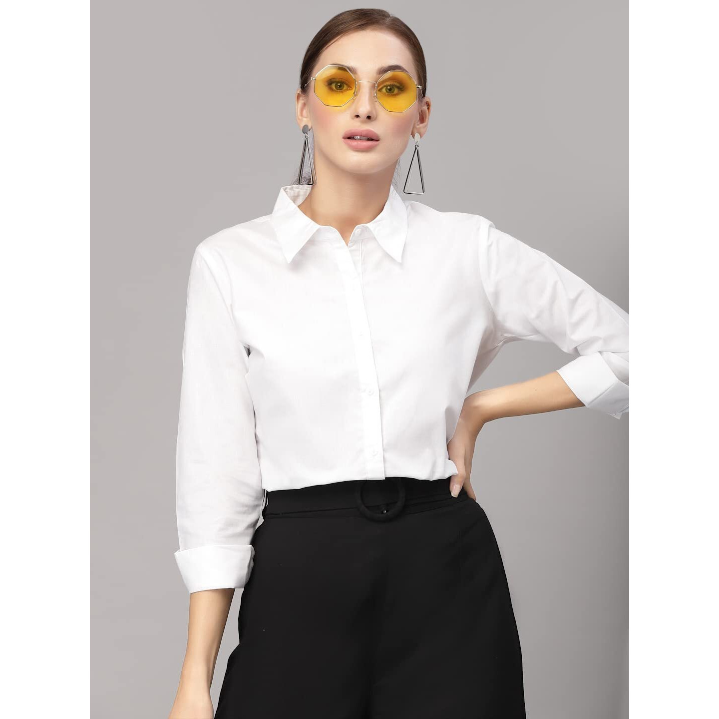 Style Quotient Women Solid Polycotton Regular Formal Shirt