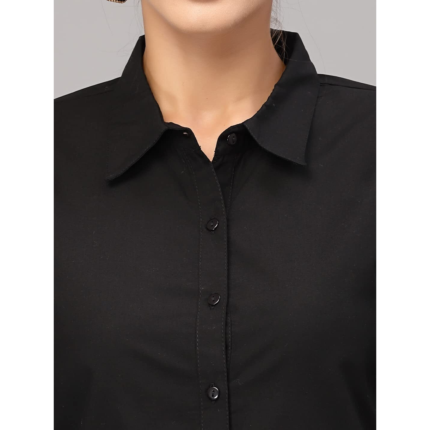 Style Quotient Women Solid Black Polycotton Regular Formal Shirt