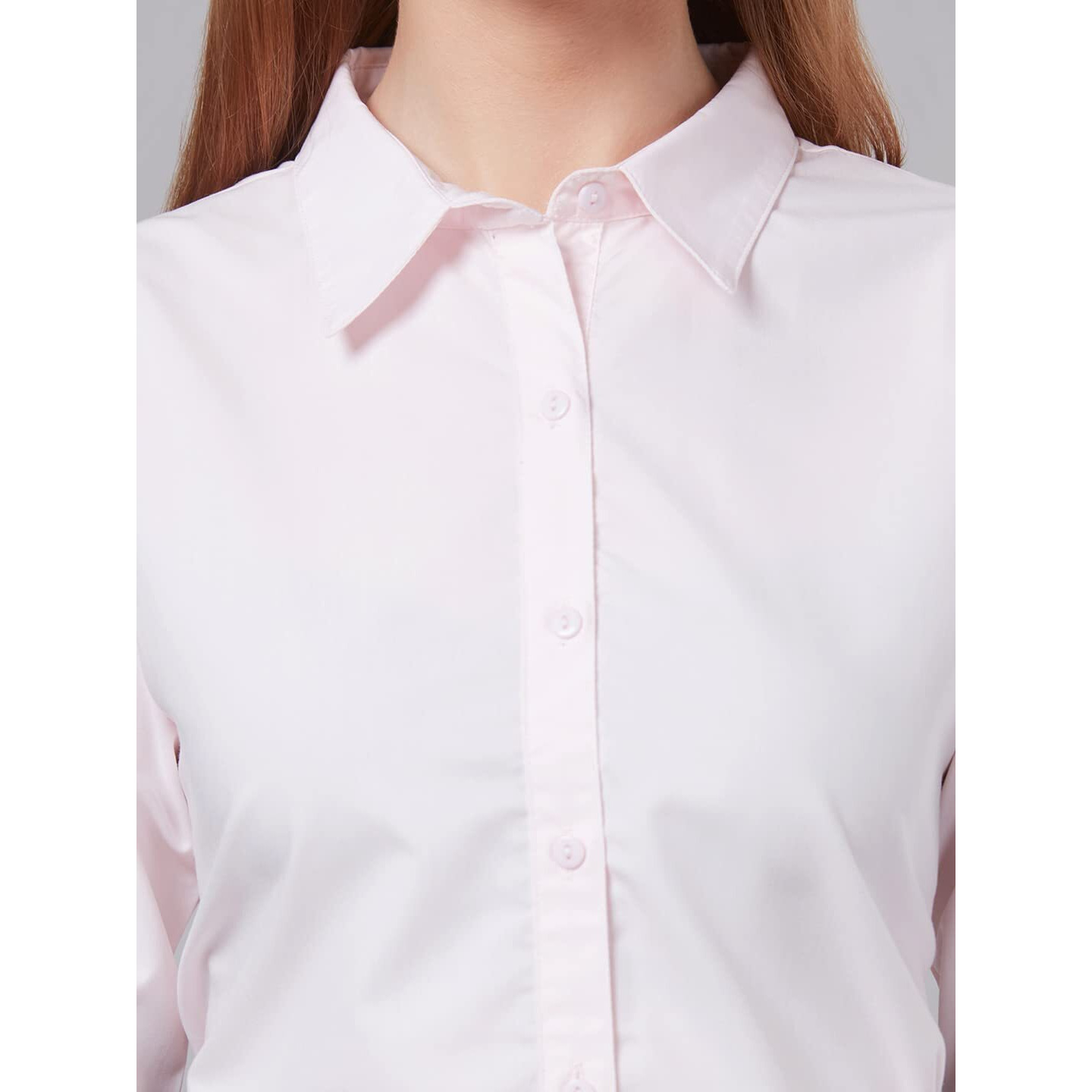 Style Quotient Women Solid Pastel Pink Polycotton Regular Formal Shirt