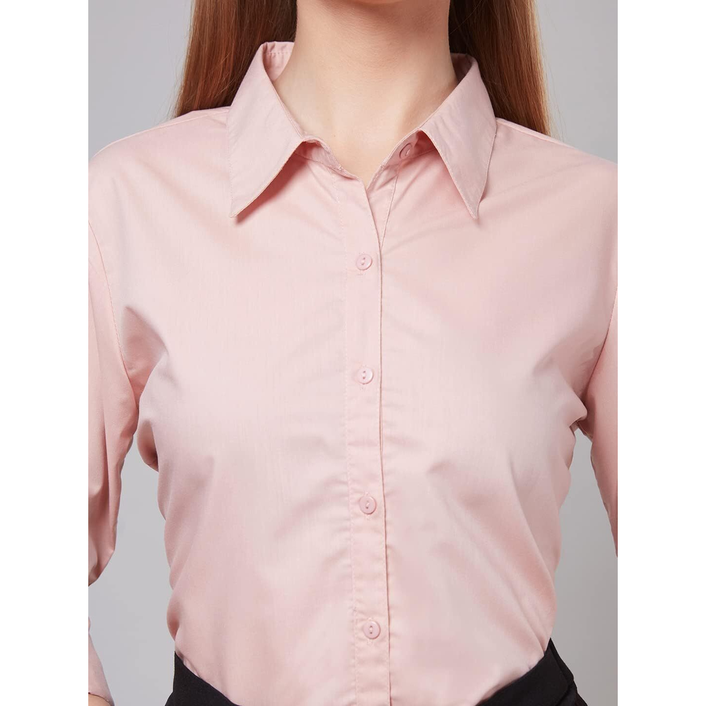 Style Quotient Women Solid Nude Polycotton Regular Formal Shirt