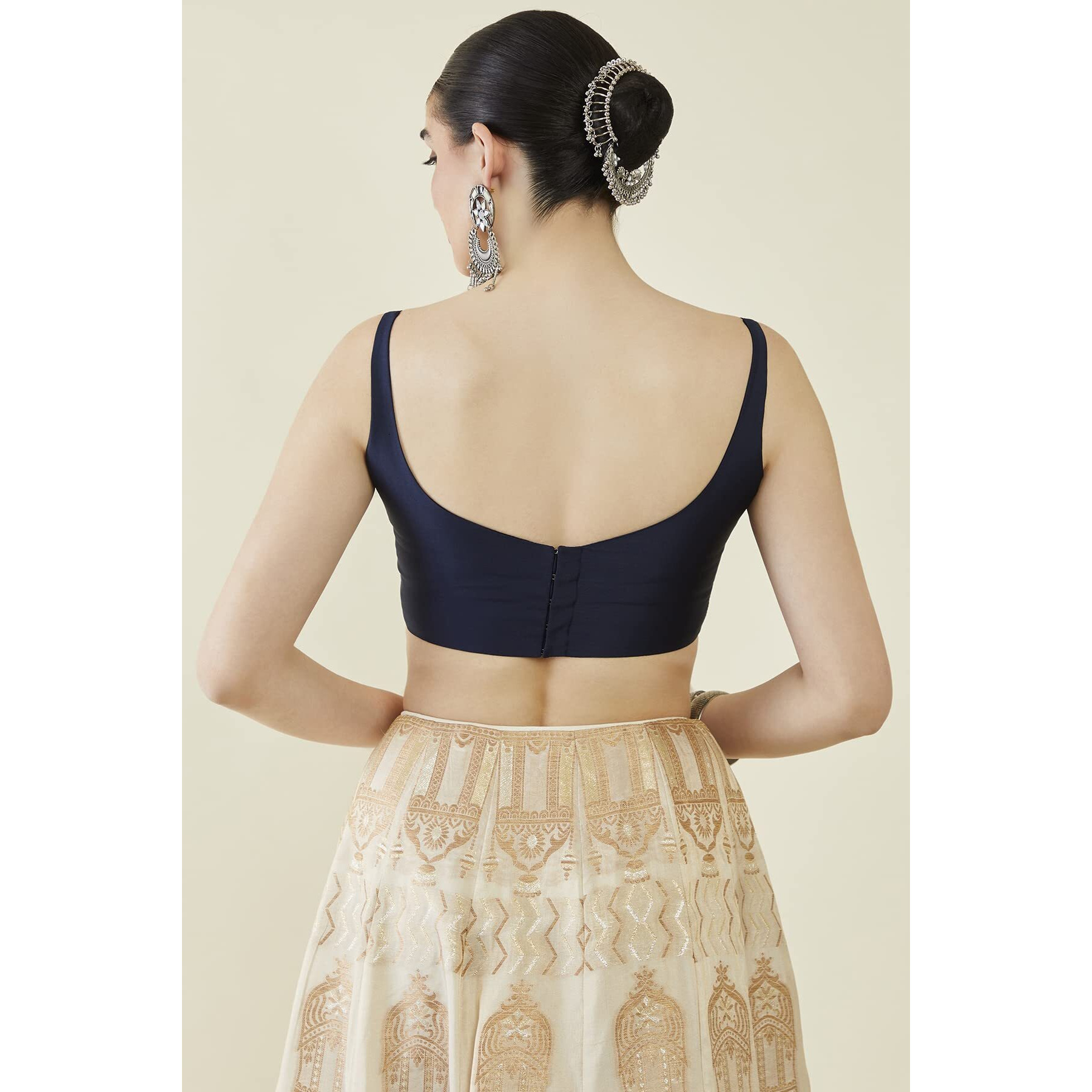 Soch Women's Satin Sleeveless Blouse_Navy Blue 38