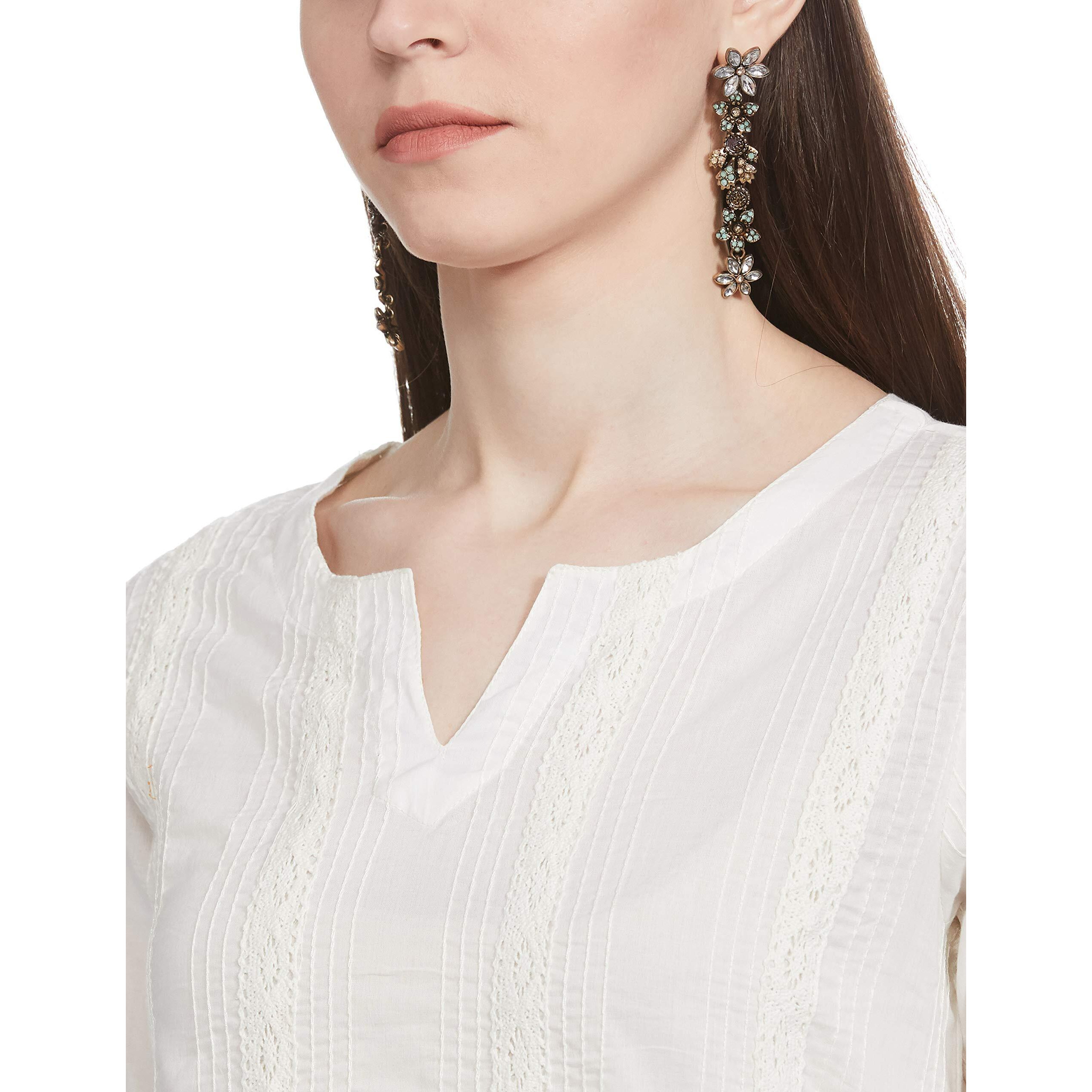 BIBA Women's cotton straight Salwar Suit Set (SKD660332_ White_ S (32))