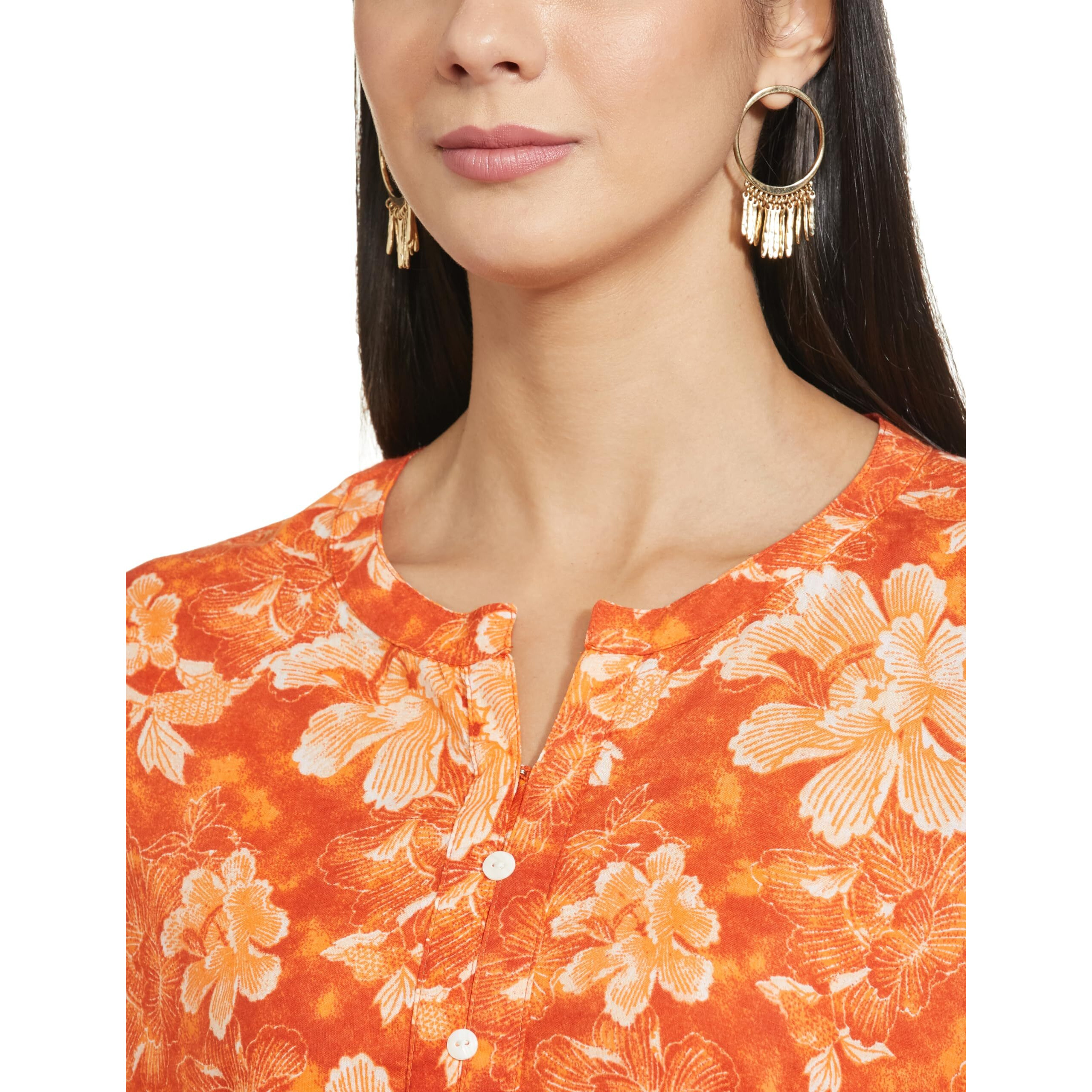 BIBA WOMEN PRINTED NARROW SALWAR KURTA DUPATTA(SKD7435E_BRICK_32)