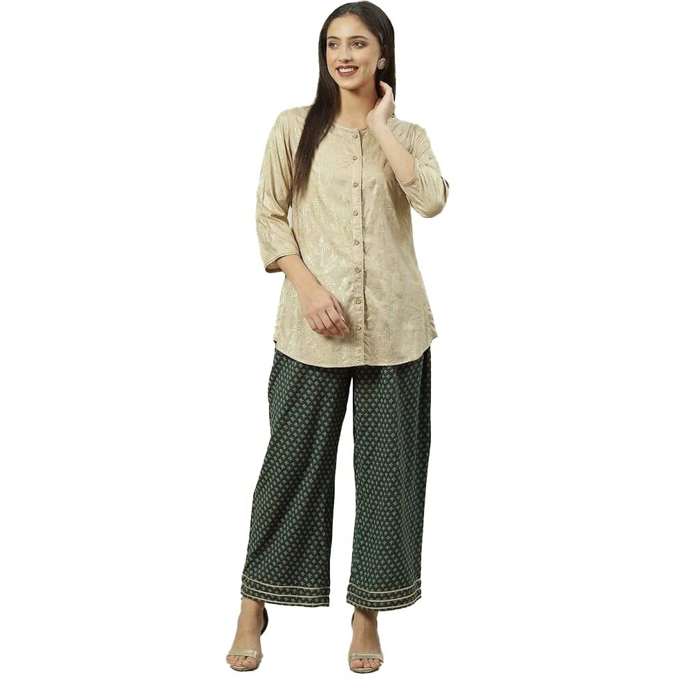 BIBA Women Printed Straight Mix and Match(Kilim KU18656_Green_M)