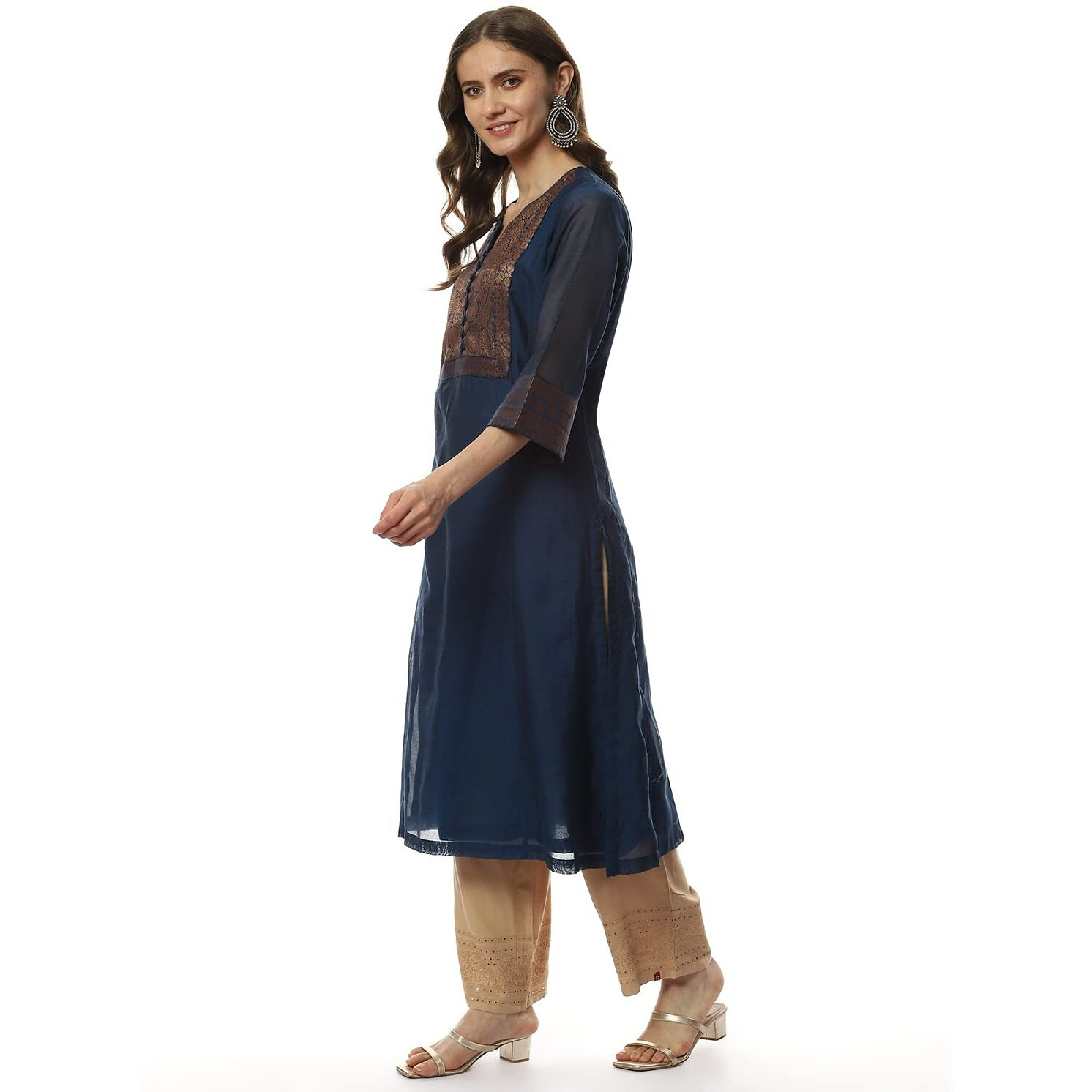 BIBA Women YARNDYED Mix and Match(RAJWADA18596_Navy_36)