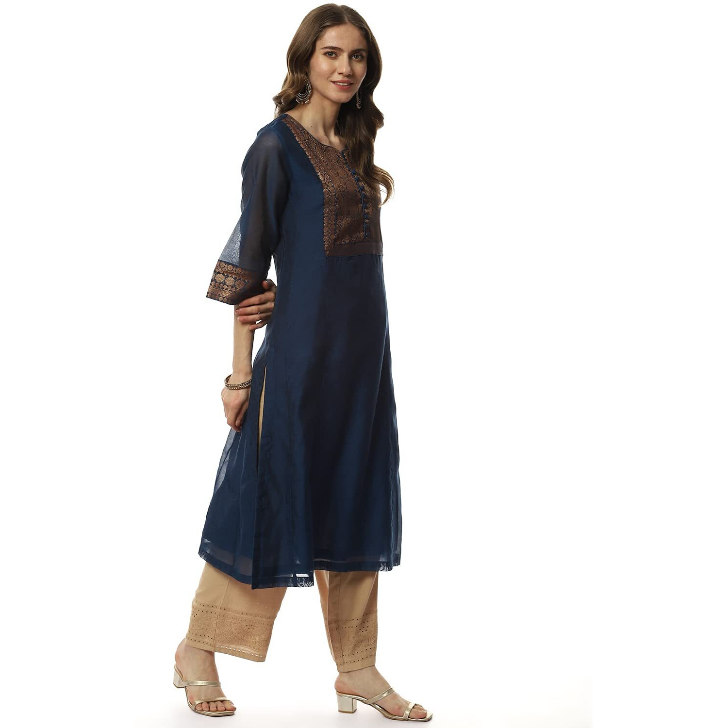BIBA Women YARNDYED Mix and Match(RAJWADA18596_Navy_36)
