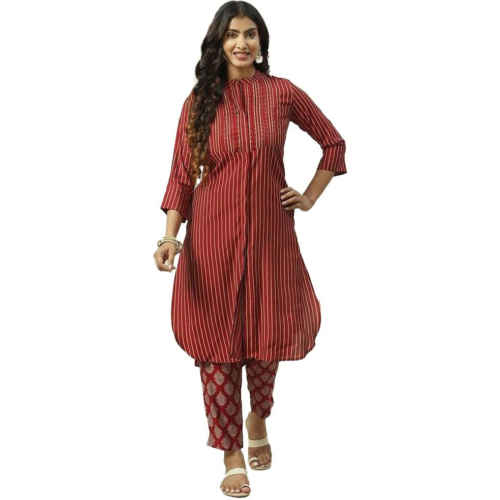 BIBA Women Printed Narrow Mix and Match(Work VOG1603_RED_38)