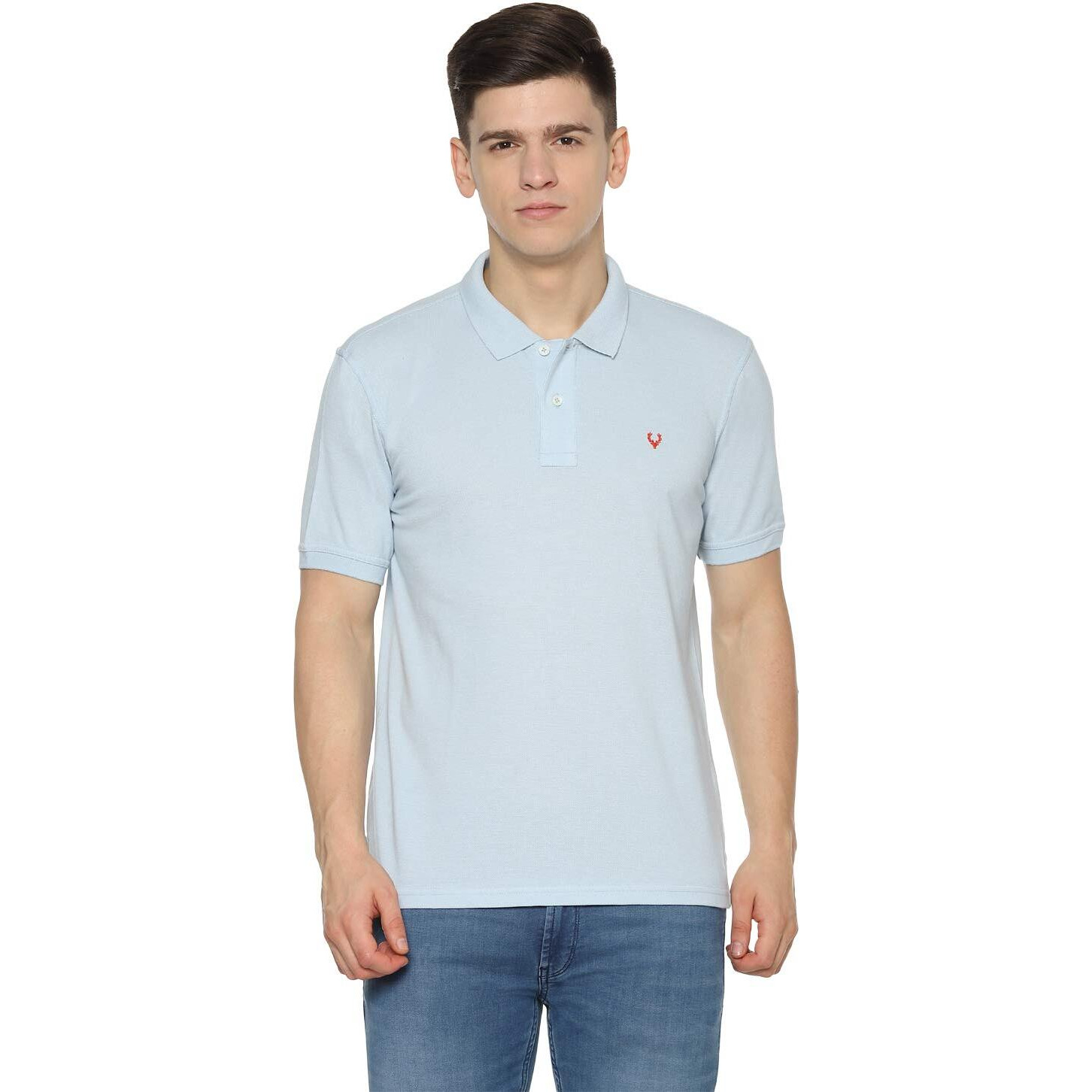 Allen Solly Men Regular Fit Polo (Amkp317G04245_Sky Melange_Small_Melange_S)