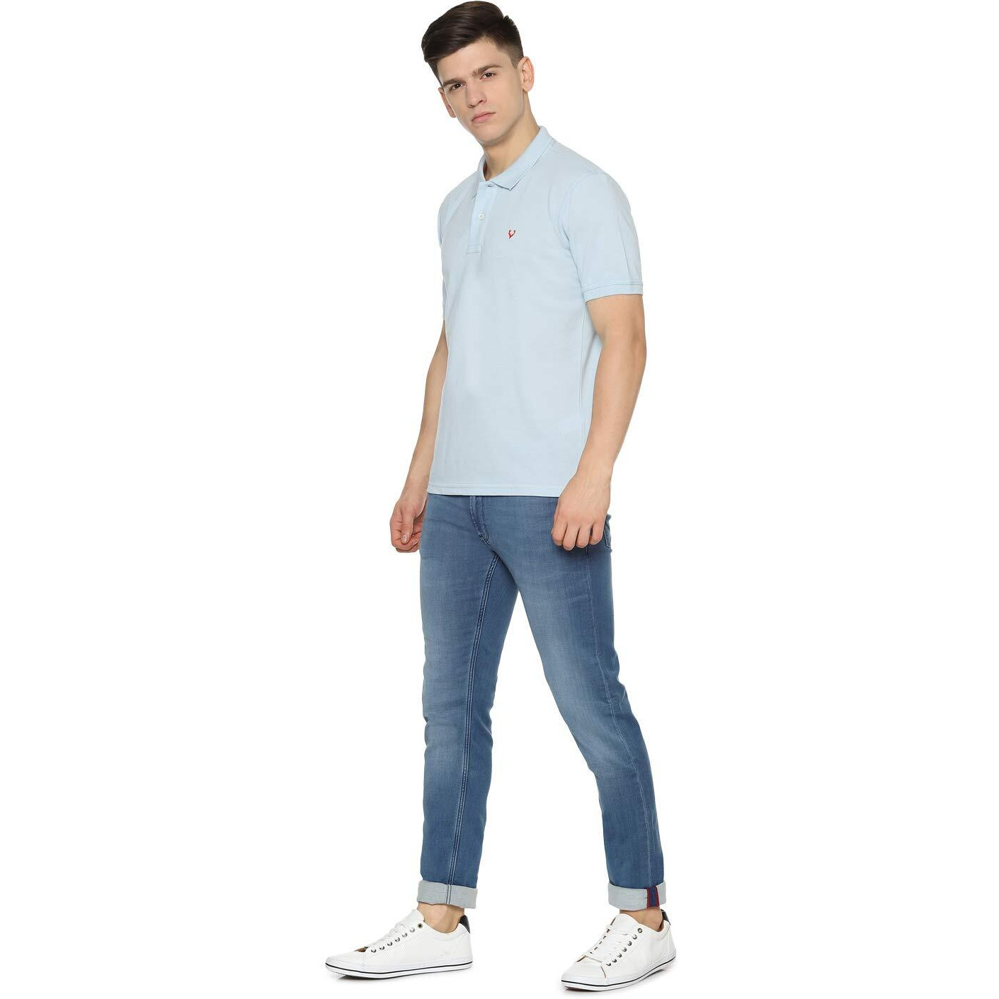 Allen Solly Men Regular Fit Polo (Amkp317G04245_Sky Melange_Small_Melange_S)