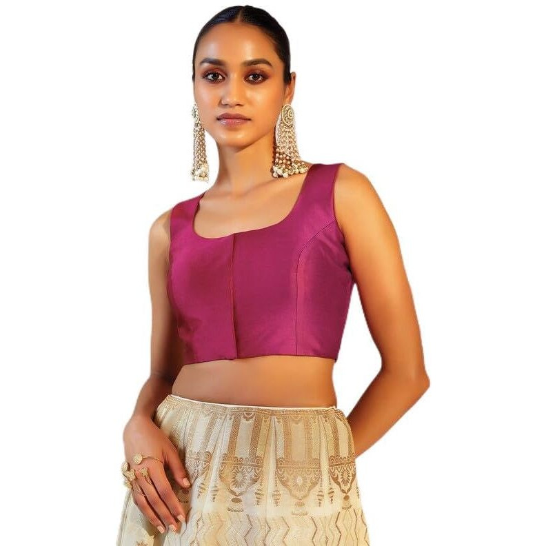 Soch Womens Magenta Taffeta Sleeveless Blouse