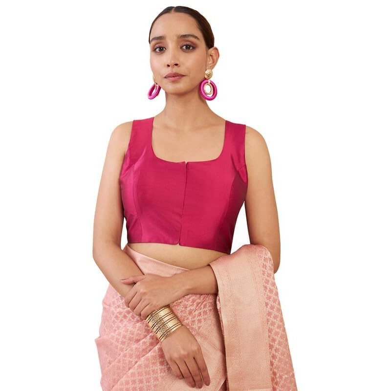 Soch Womens Magenta Taffeta Sleeveless Blouse