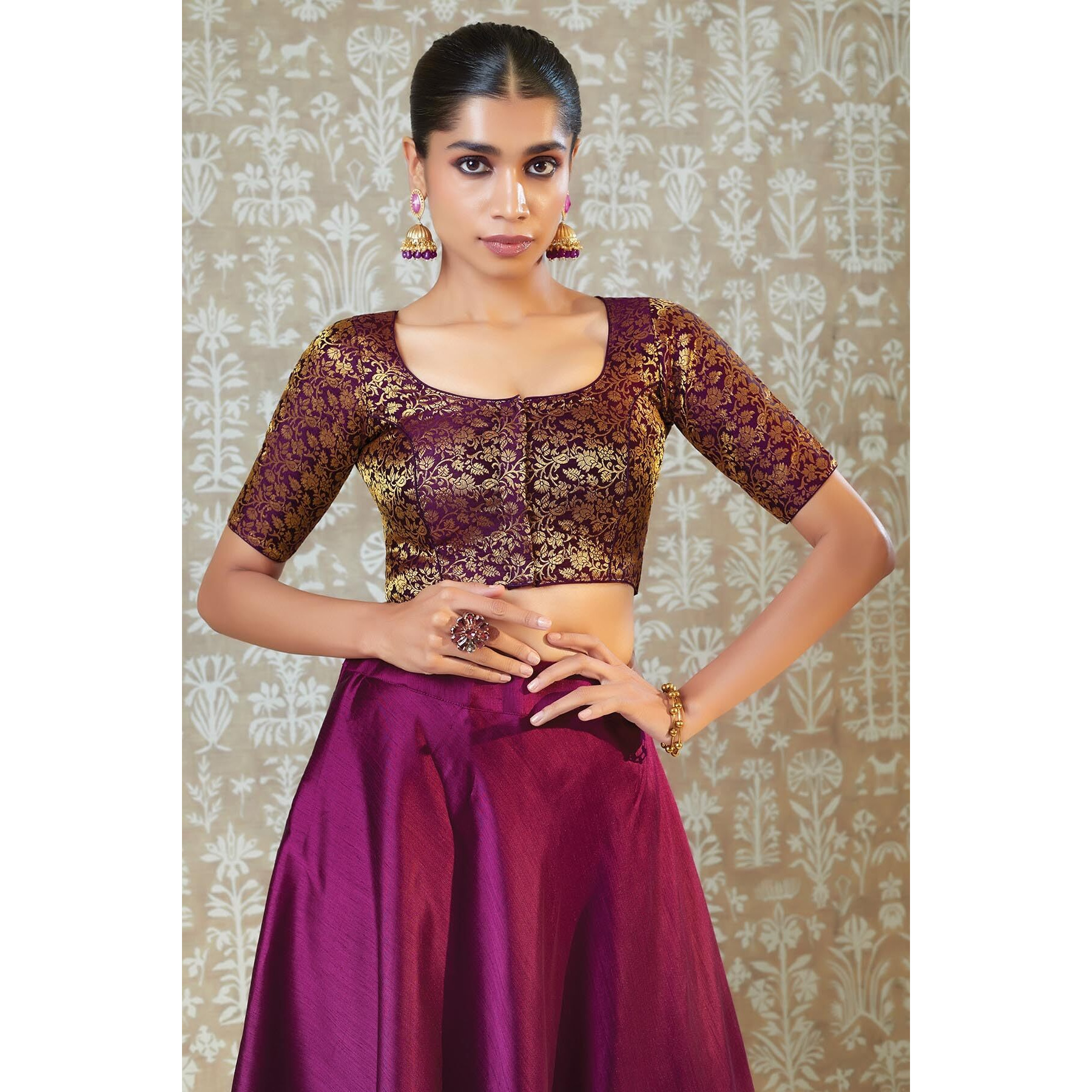Soch Purple Art Silk Blouse with Woven Floral Designs