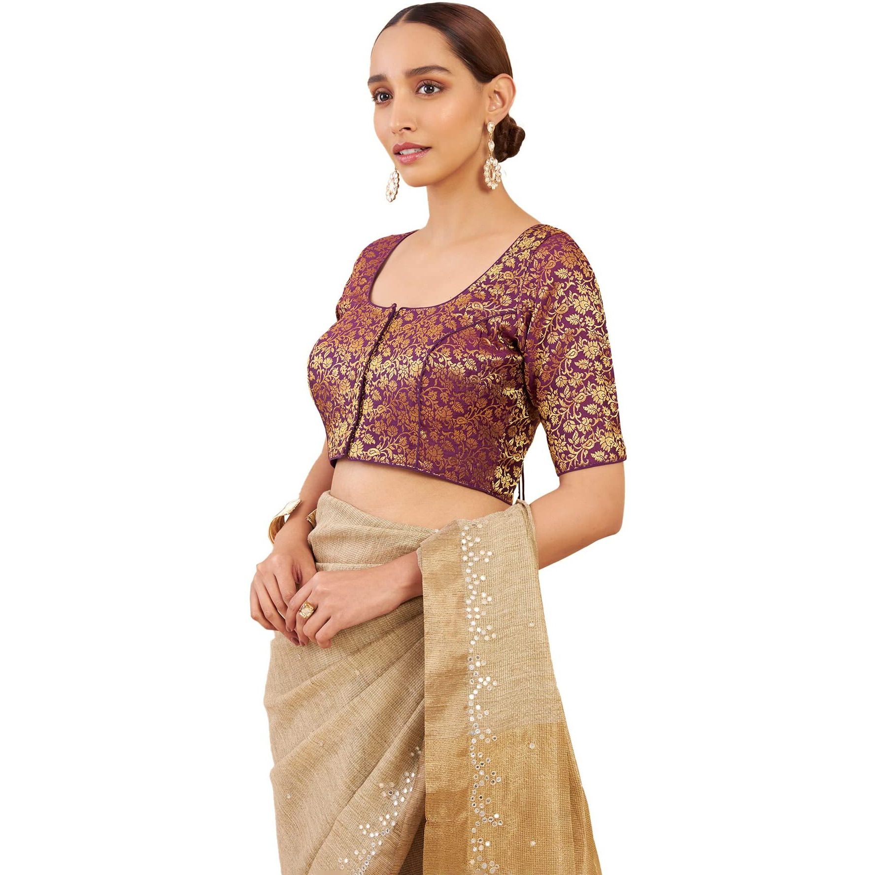Soch Purple Art Silk Blouse with Woven Floral Designs
