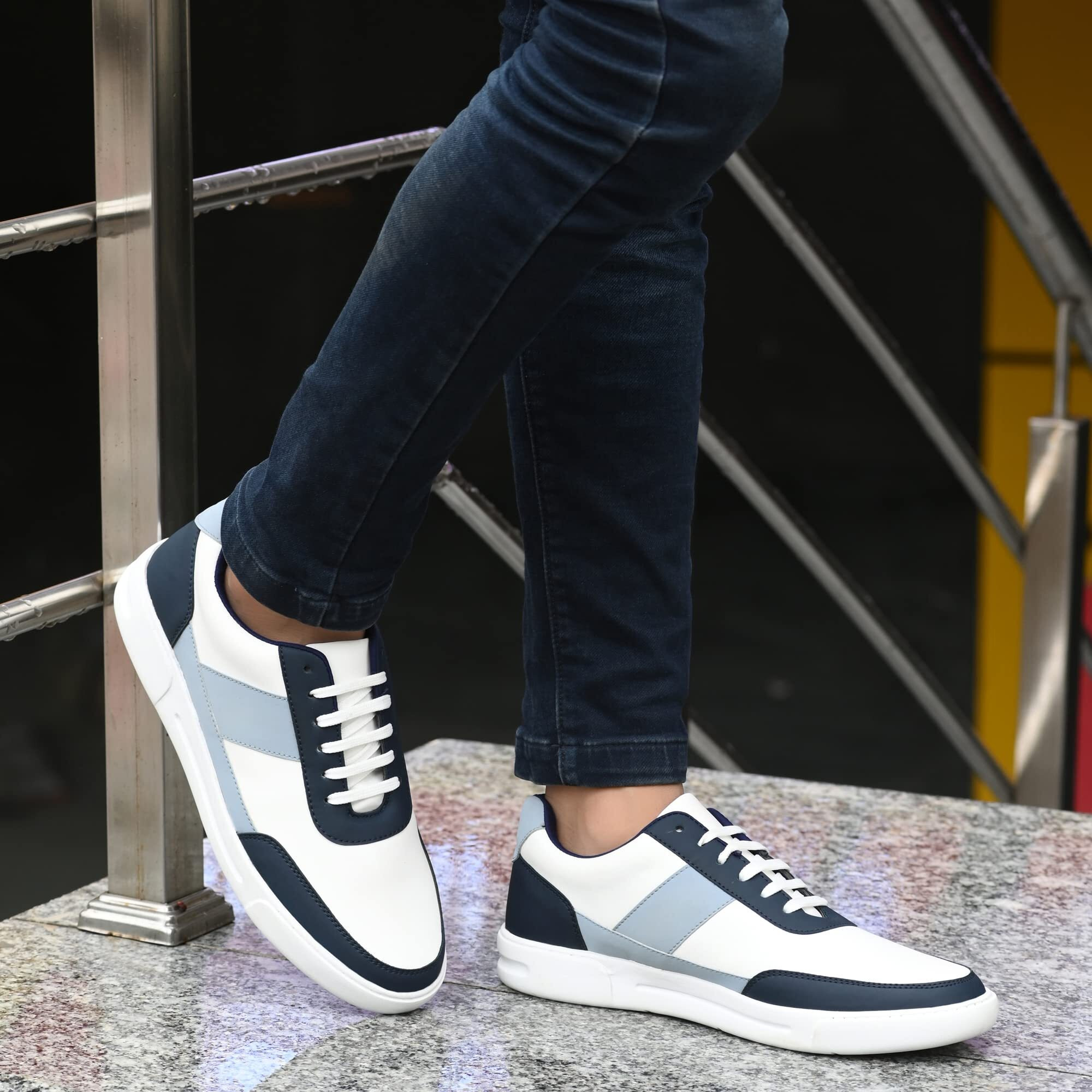 Centrino Men's 3211 White-Blue Casual Sneakers_6 UK (3211-06)