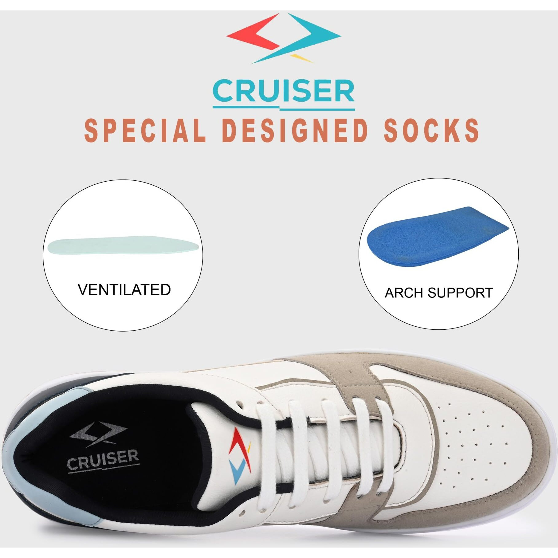 Cruiser Men's Atlas White-Blue Sneakers_7 UK (2512-2)