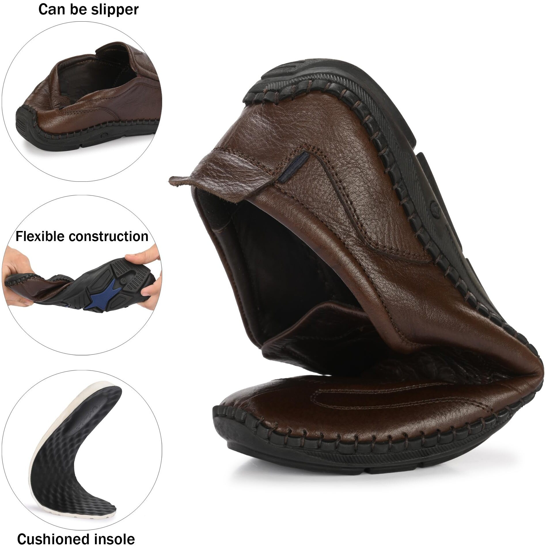 Blue Leather Men's 3939 Brown Formal Shoes_9 UK (3939-2)