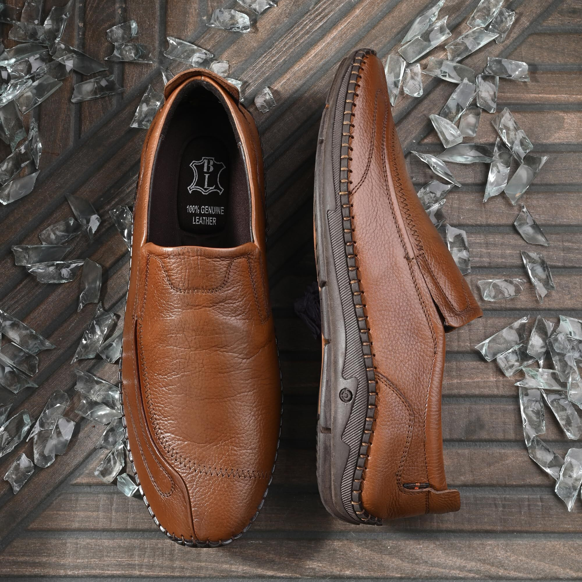 Blue Leather Men's 3939 Tan Formal Shoes_9 UK (3939-3)