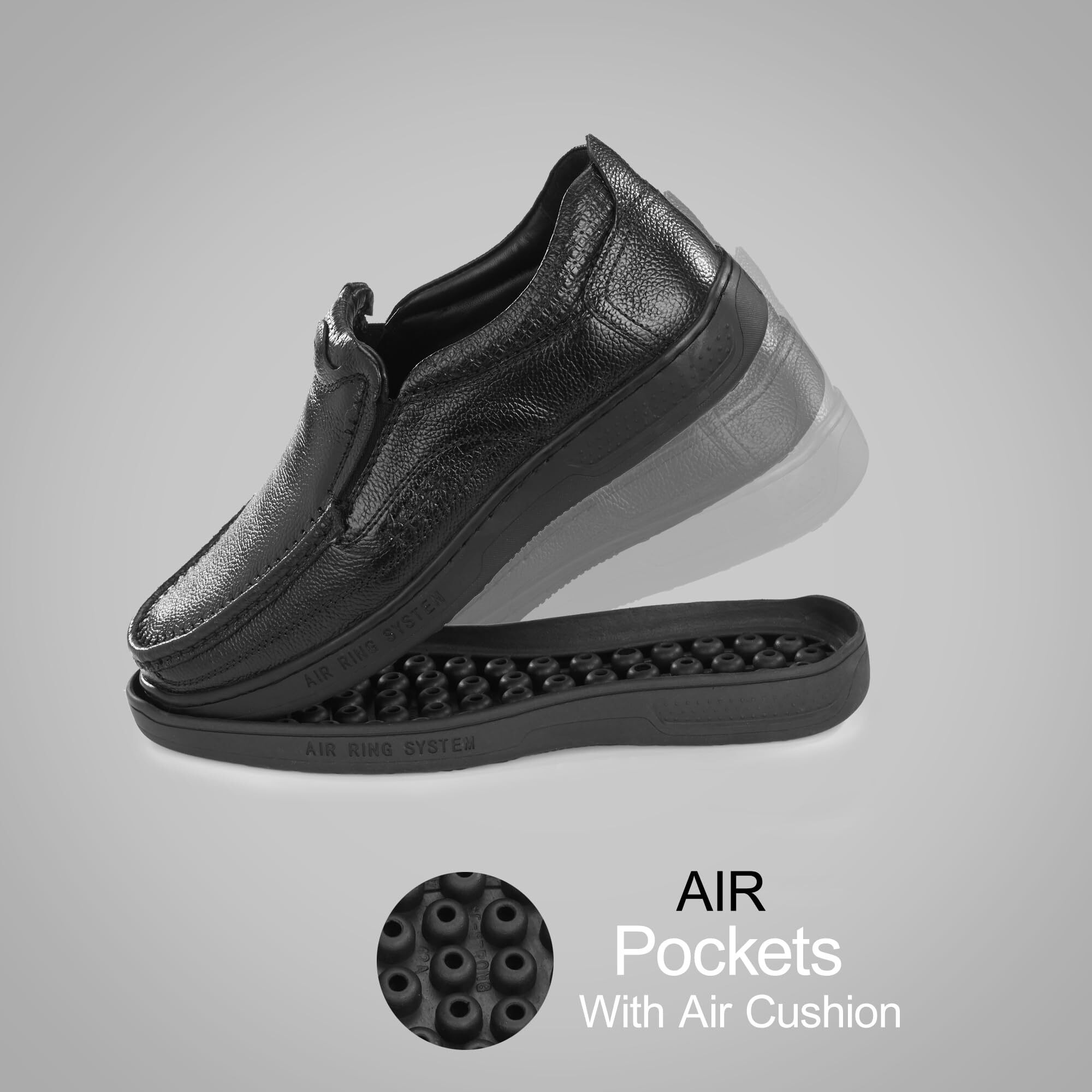 Blue Leather Men's 3943 Black Formal Shoes_6 UK (3943-1)
