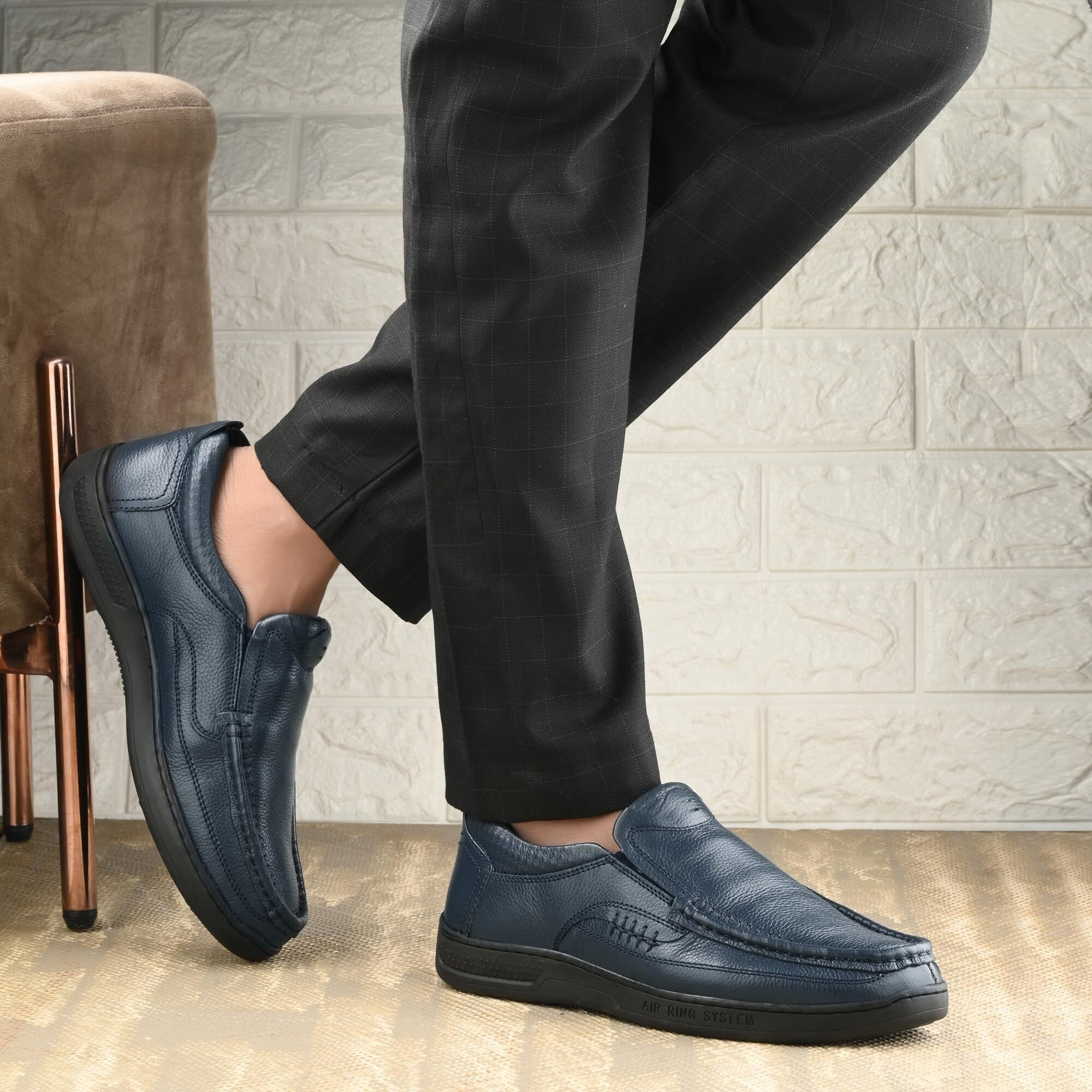 Blue Leather Blue Slipon Formal Shoe for Mens 3943-4