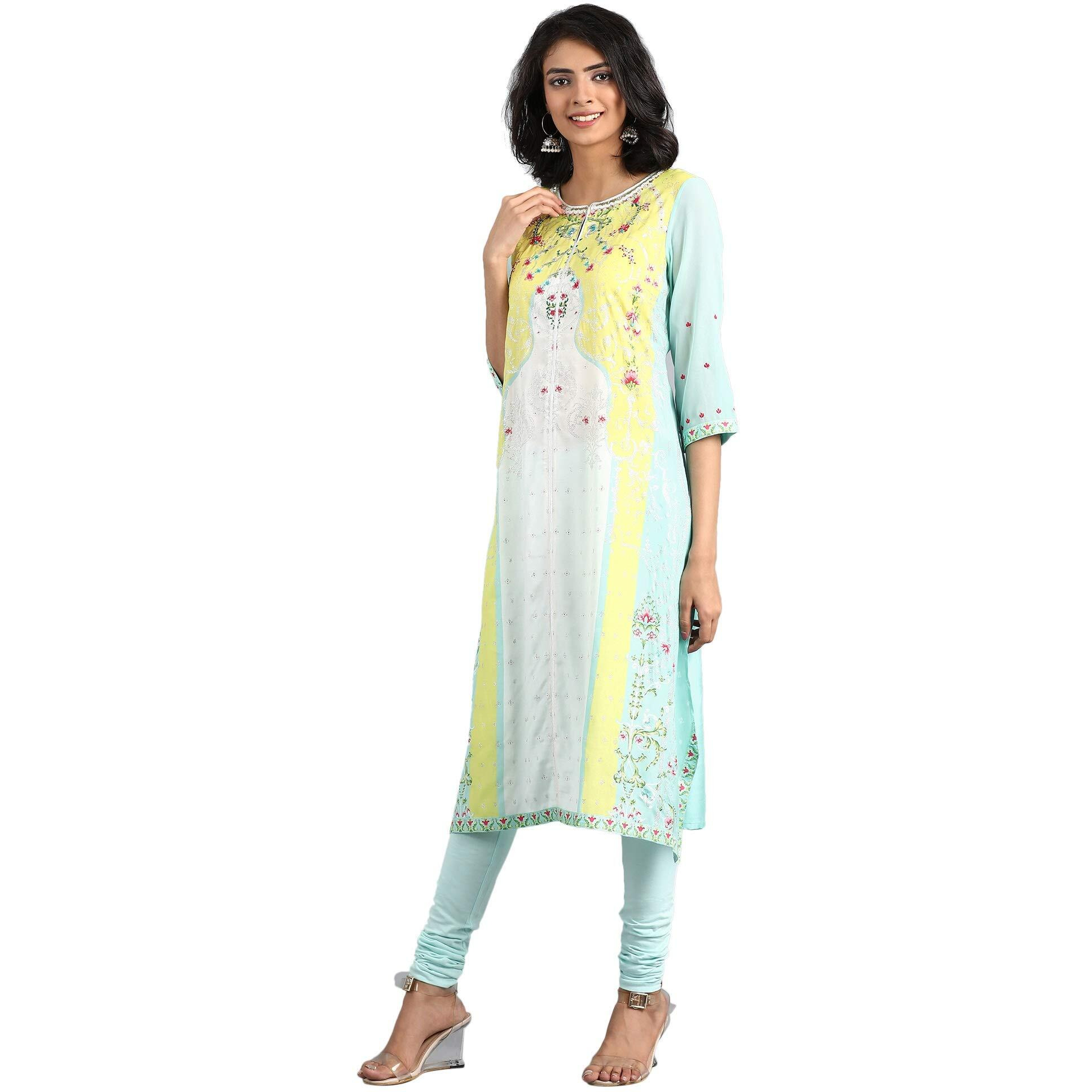Wishful Women's Rayon Straight Kurta (19AUS10241-110908_Light Green_12)