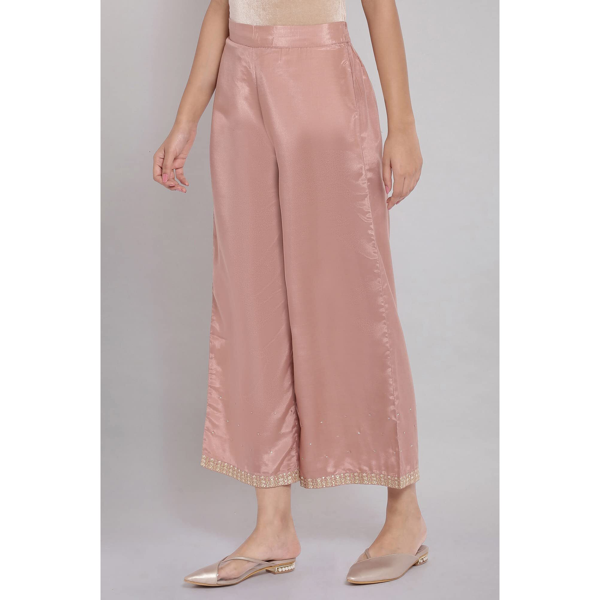 W Shantung Strechable Parallel Pants for Women | Shantung Parallel Pants for Women | Trousers for Women | W for Woman