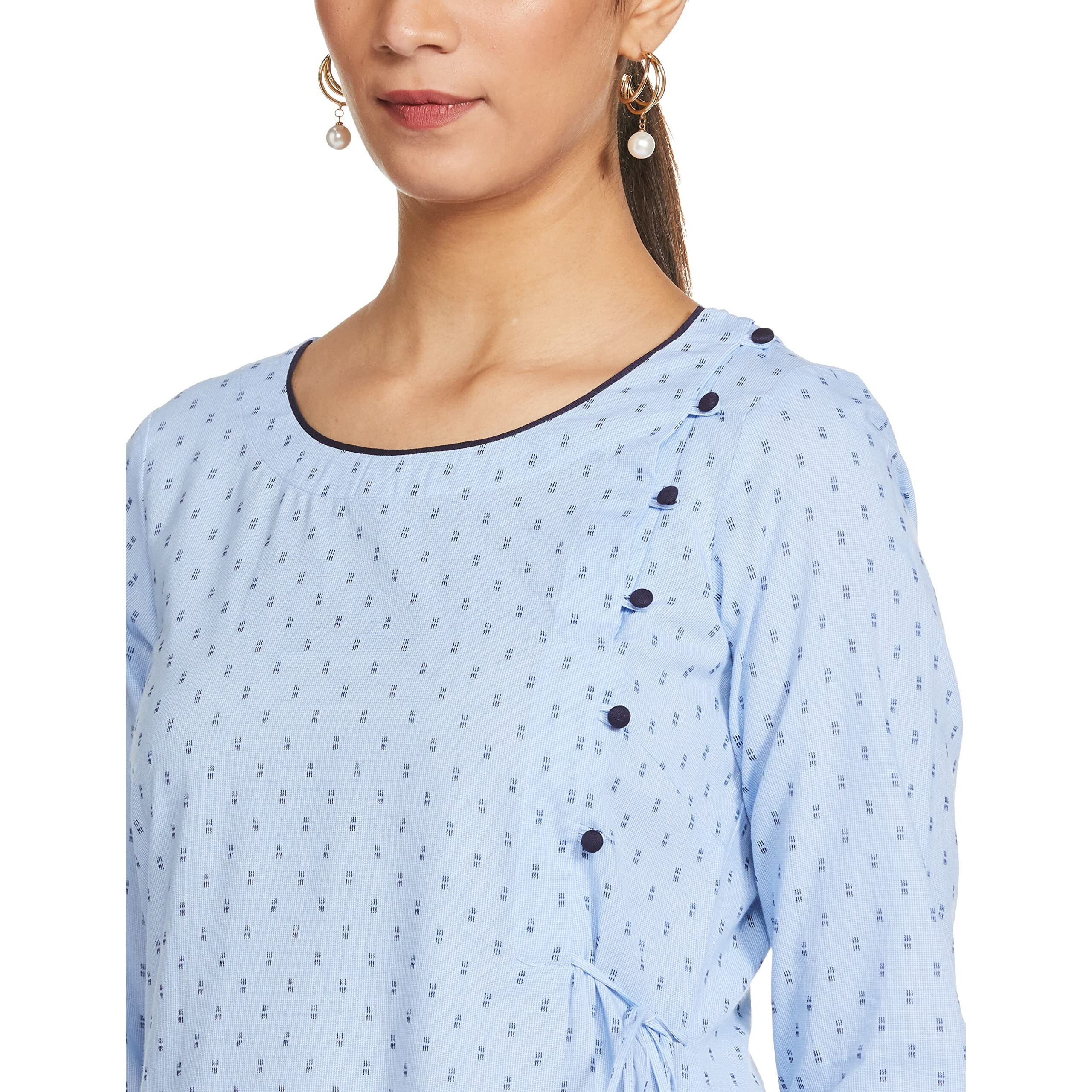 Aurelia Women's Cotton Kurta & Pant (21ONAS12608-702671_Powder Blue_XL)