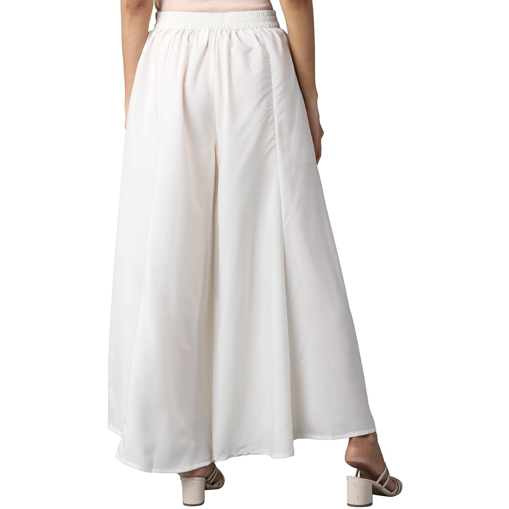 Aurelia White Solid Sharara Ethnic Bottomwear