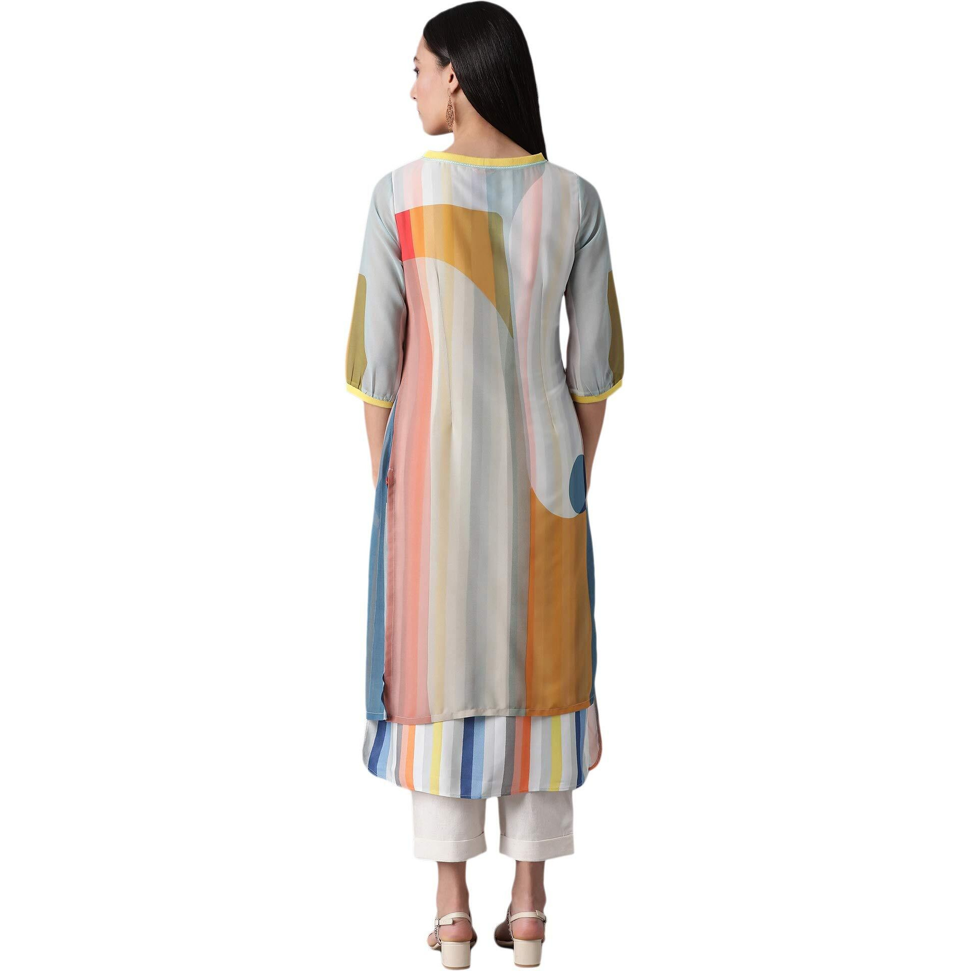 W for Woman Bright Multicolor Layered Kurta_21FEW13323-114053_XS