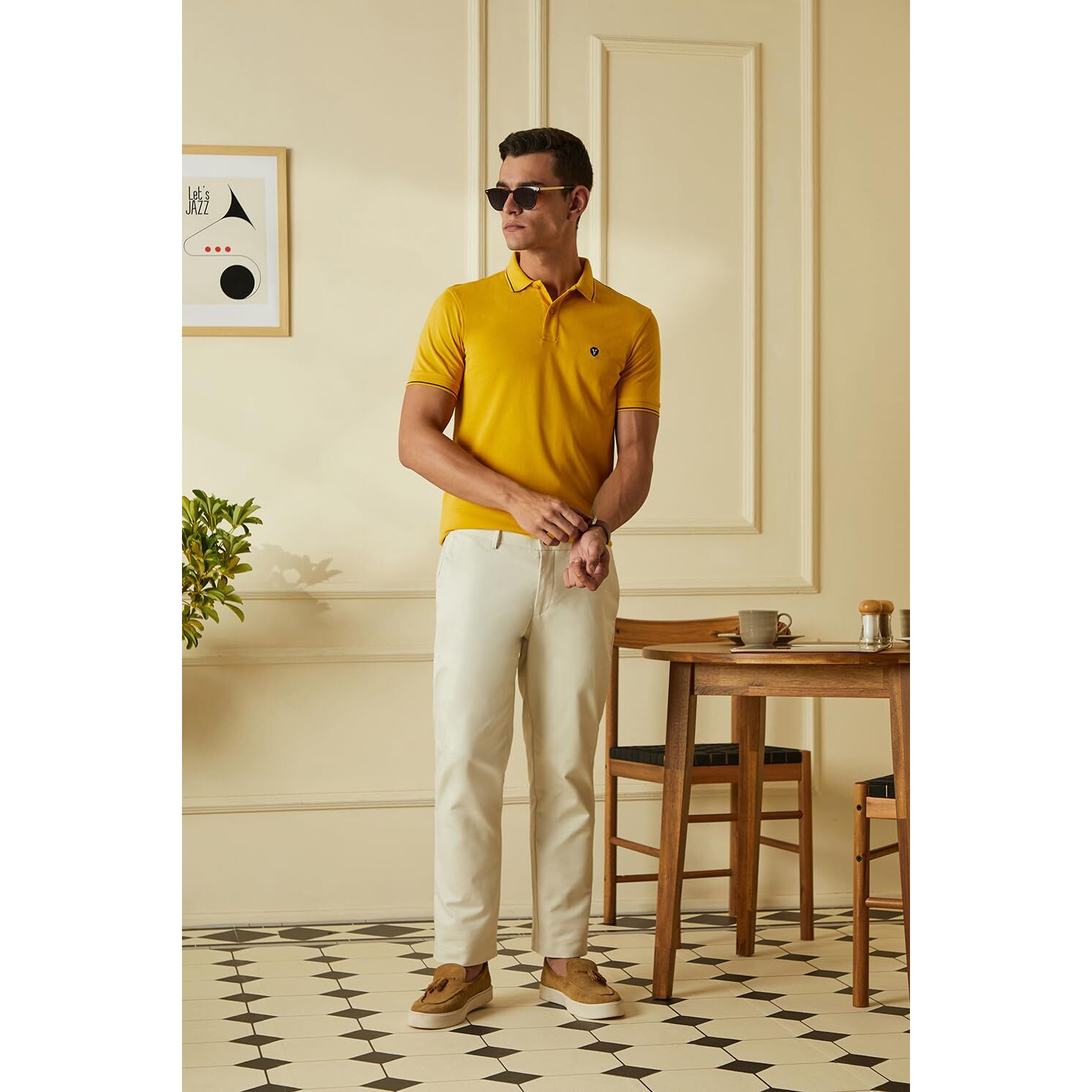 Van Heusen Men's Regular Fit Polo T-Shirt (VSKPWRGF249623_Yellow M)