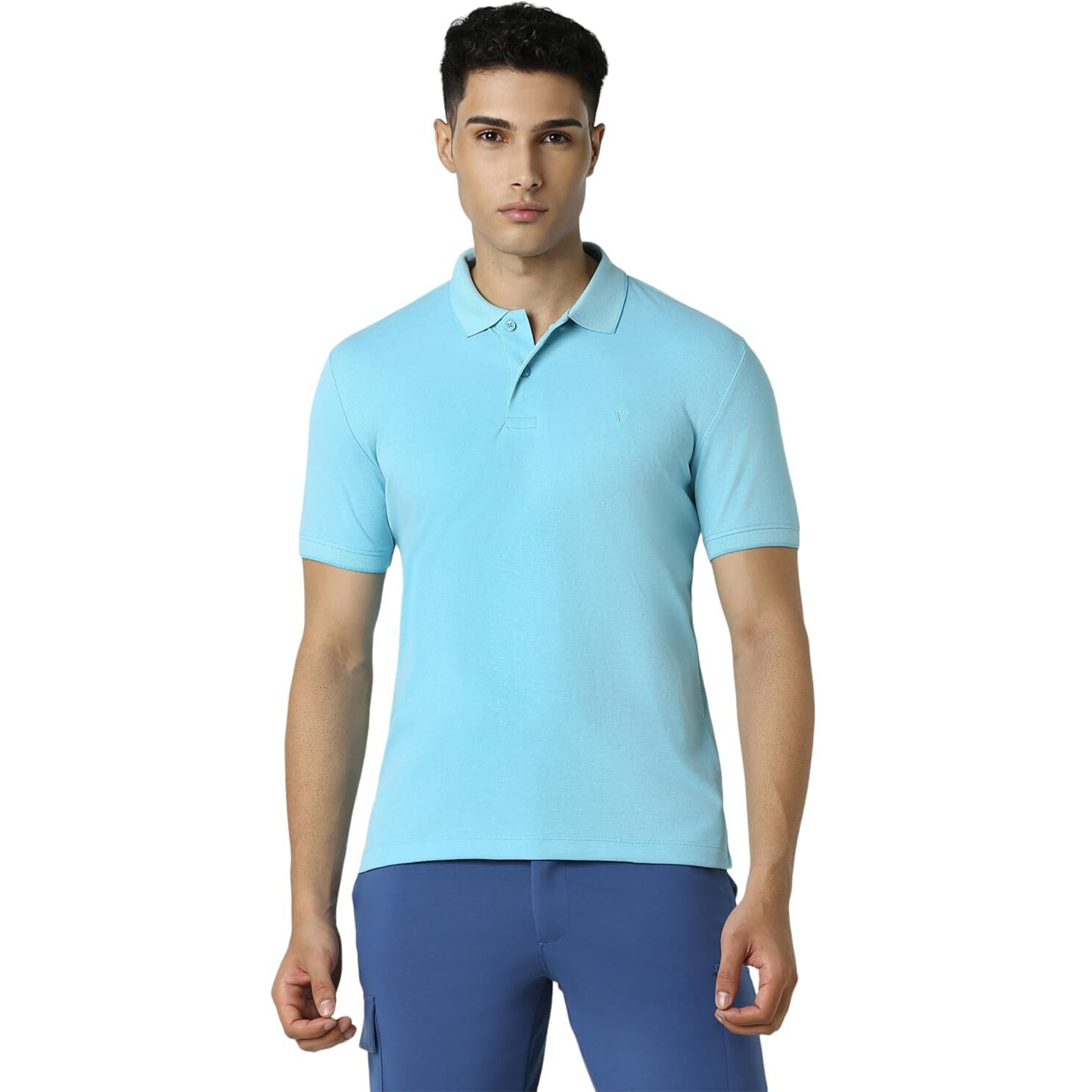 Van Heusen Flex Men's Regular Fit Polo Shirt (VFKPARGFV55769_Aqua