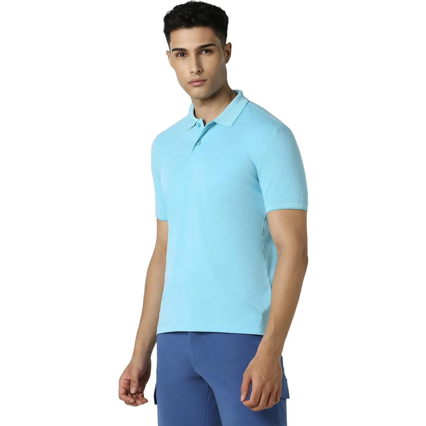 Van Heusen Flex Men's Regular Fit Polo Shirt (VFKPARGFV55769_Aqua