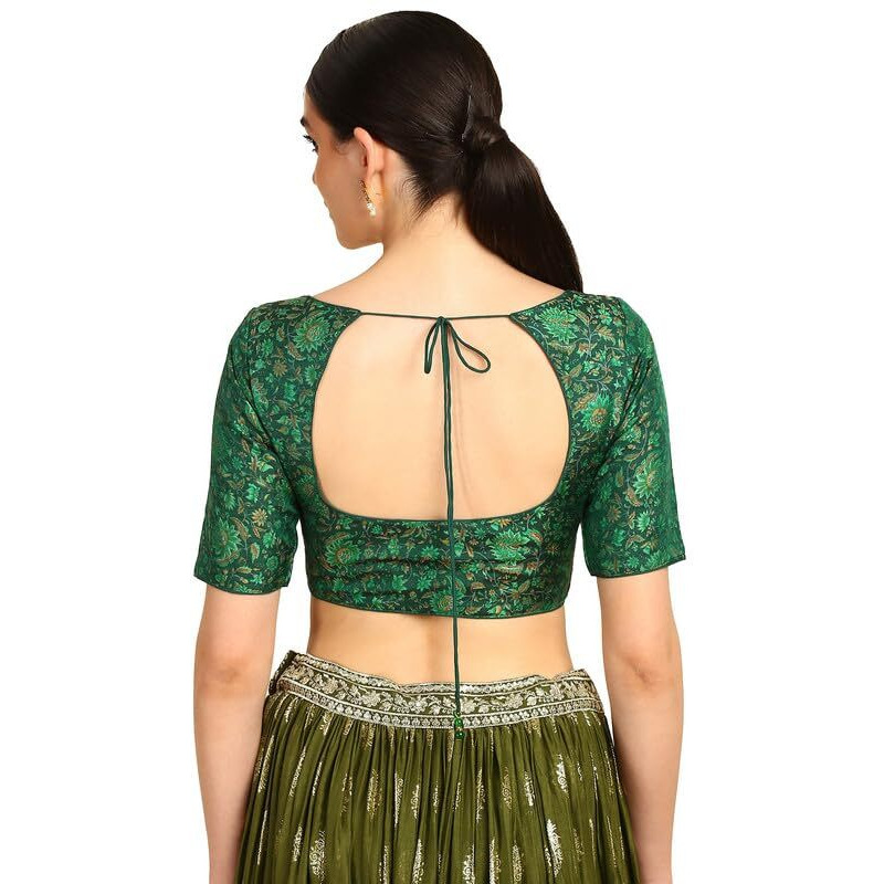 Soch Womens Green Floral Print Tussar Princess Line Padded Blouse